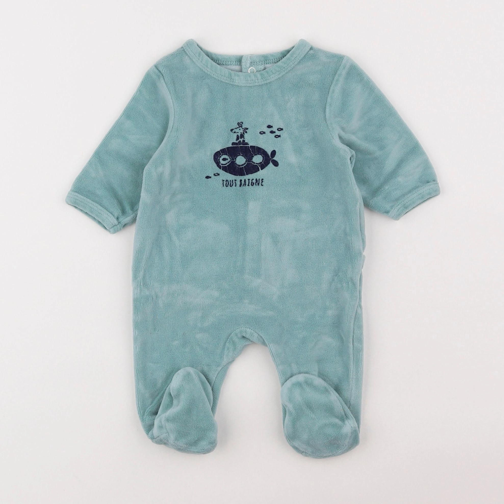 Vertbaudet - pyjama velours vert - 1 mois