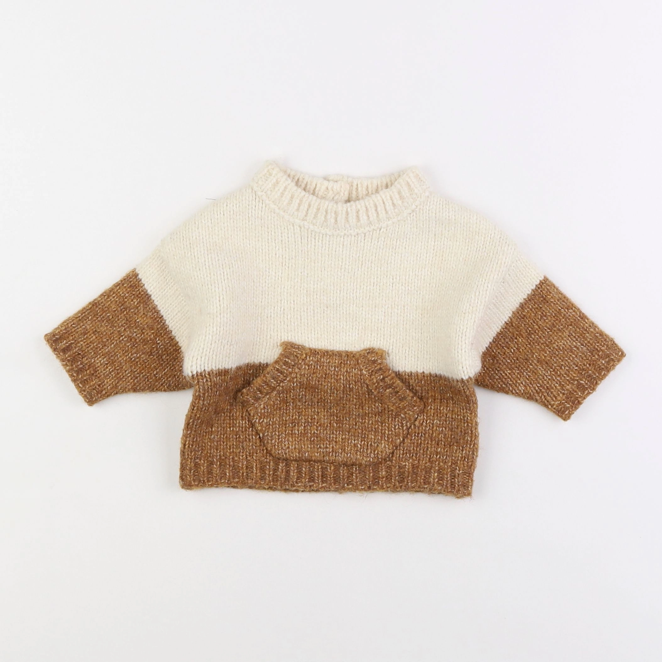 Vertbaudet - pull beige, marron - 3 mois