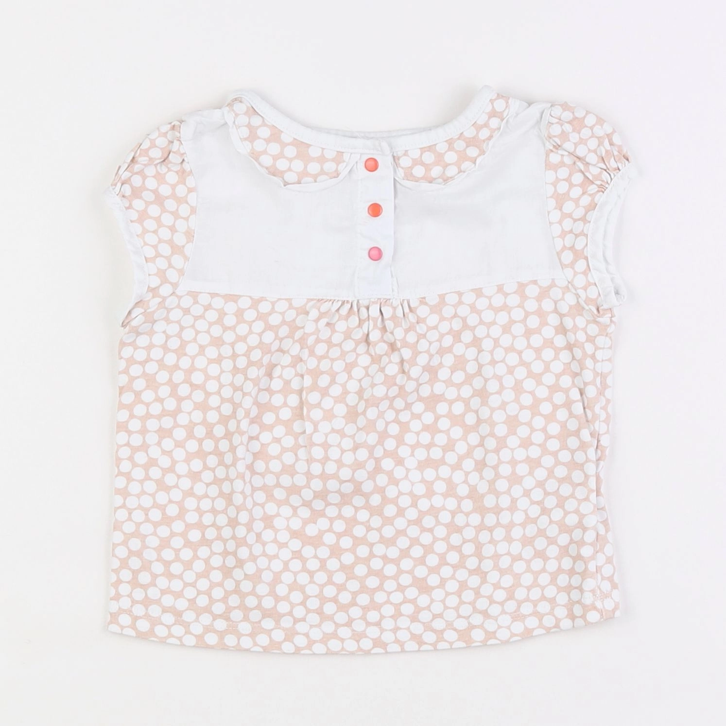 Vertbaudet - tee-shirt blanc, rose - 2 ans