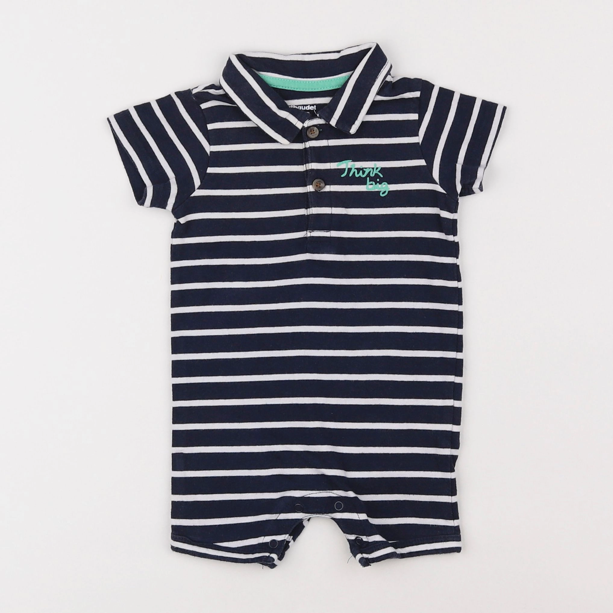 Vertbaudet - pyjama coton blanc, bleu - 6 mois