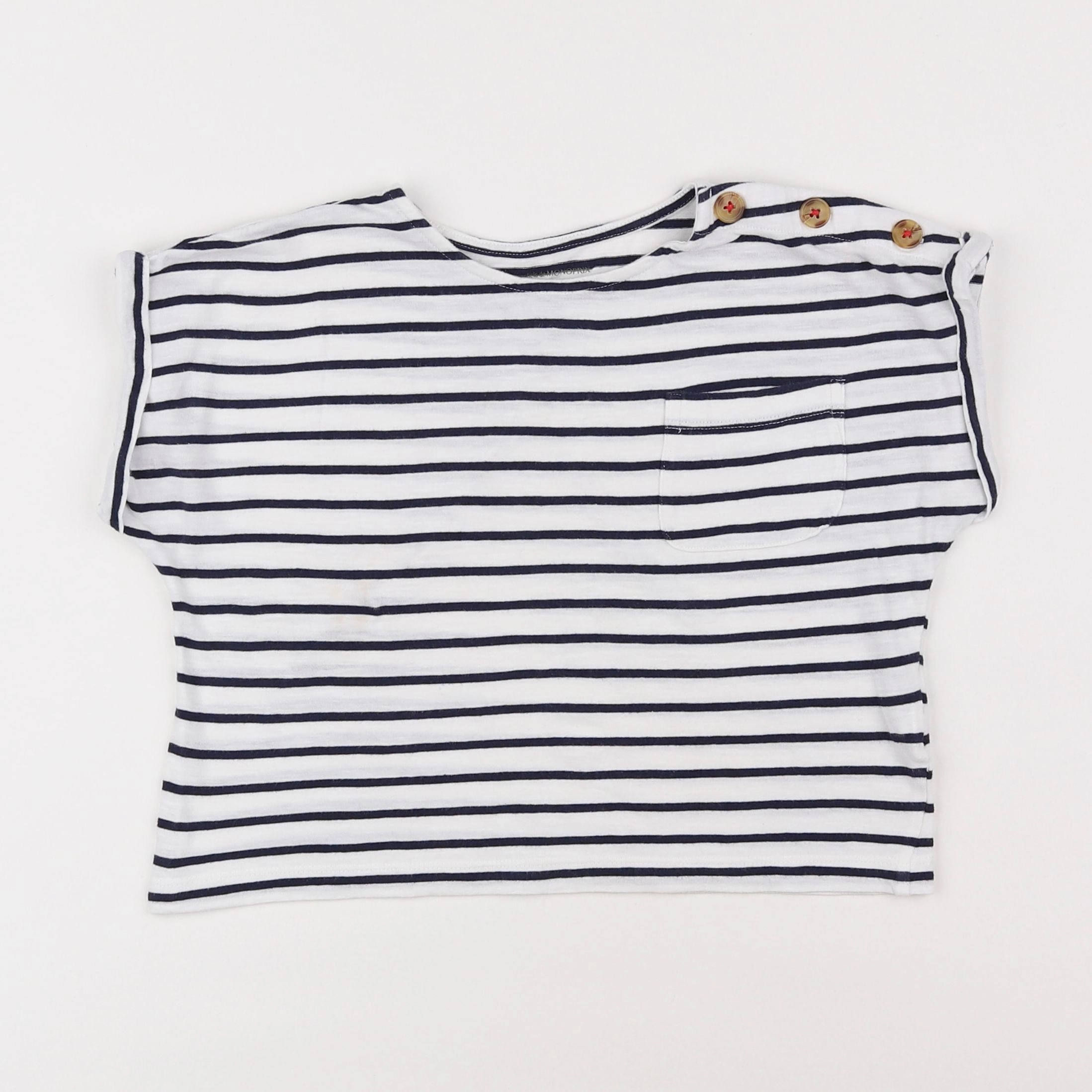 Monoprix - tee-shirt blanc, bleu - 5 ans