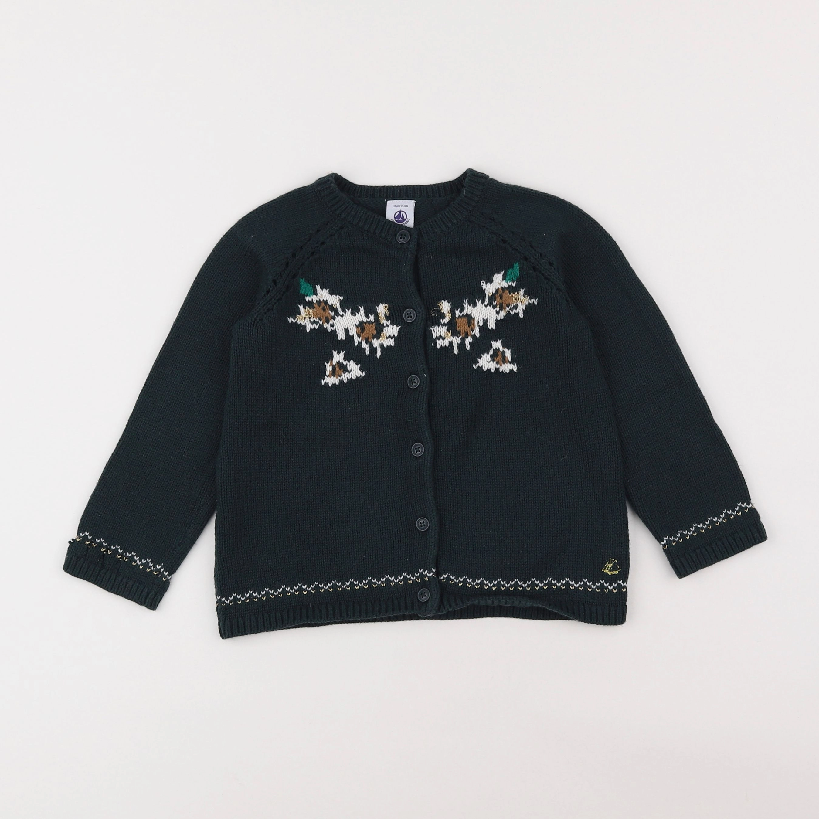 Petit Bateau - pull vert - 3 ans