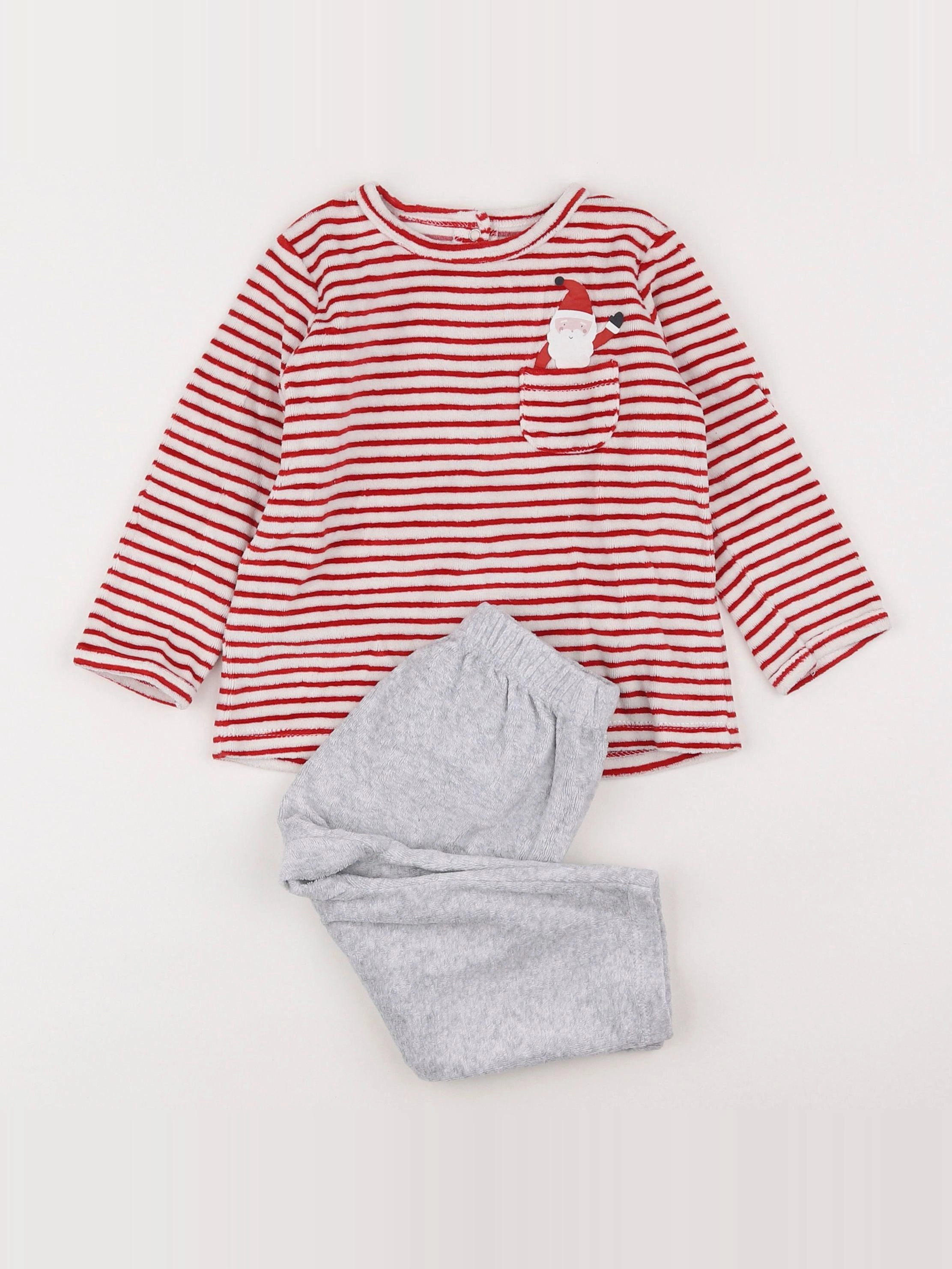 Vertbaudet - pyjama velours rouge - 18 mois