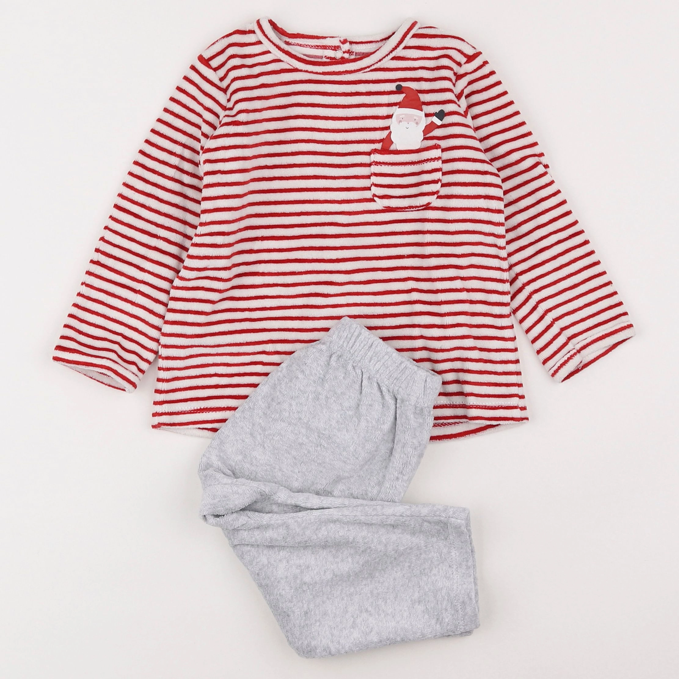 Vertbaudet - pyjama velours rouge - 18 mois