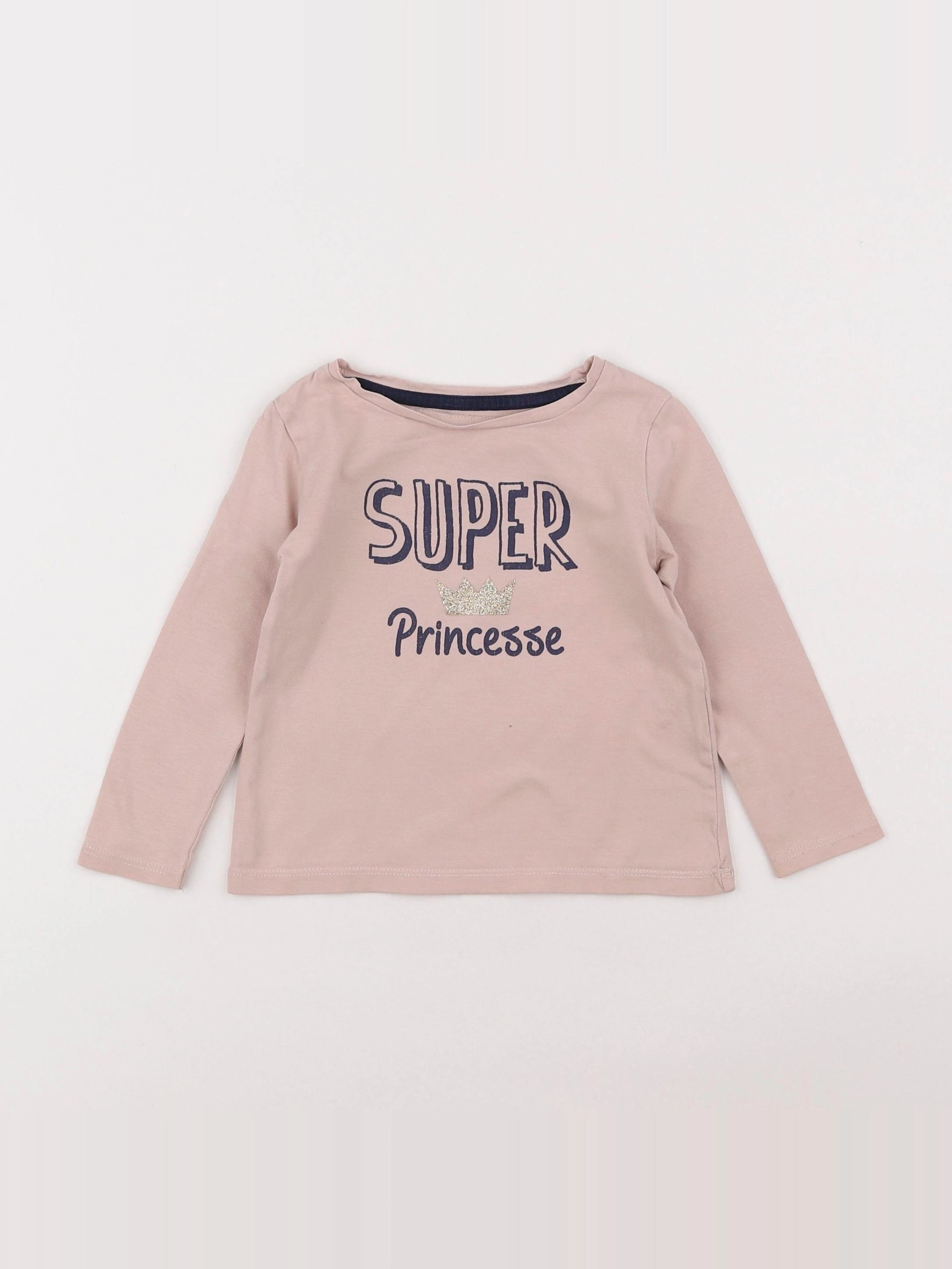 Vertbaudet - tee-shirt or, rose - 2 ans