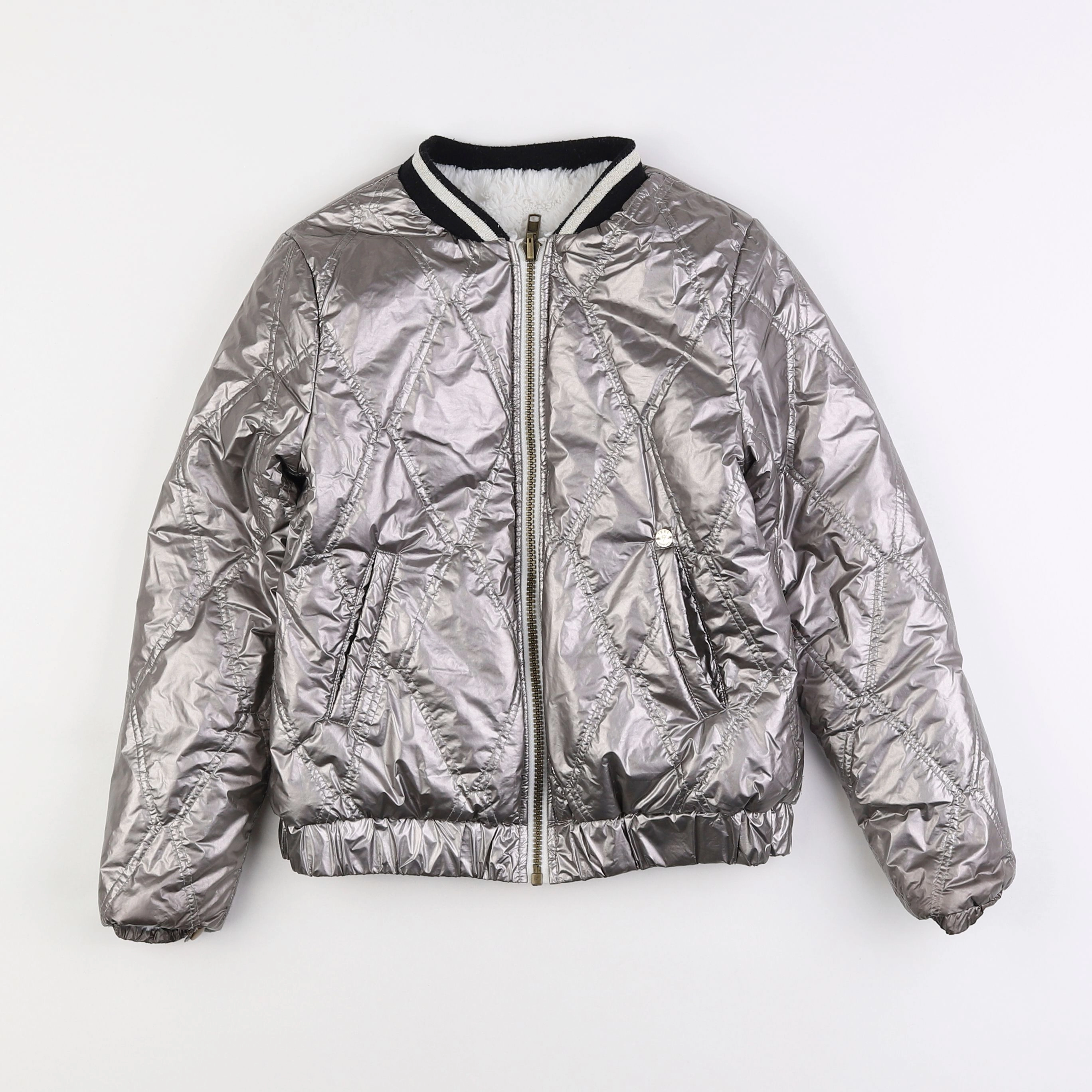 IKKS - veste doublé argent, gris - 10 ans