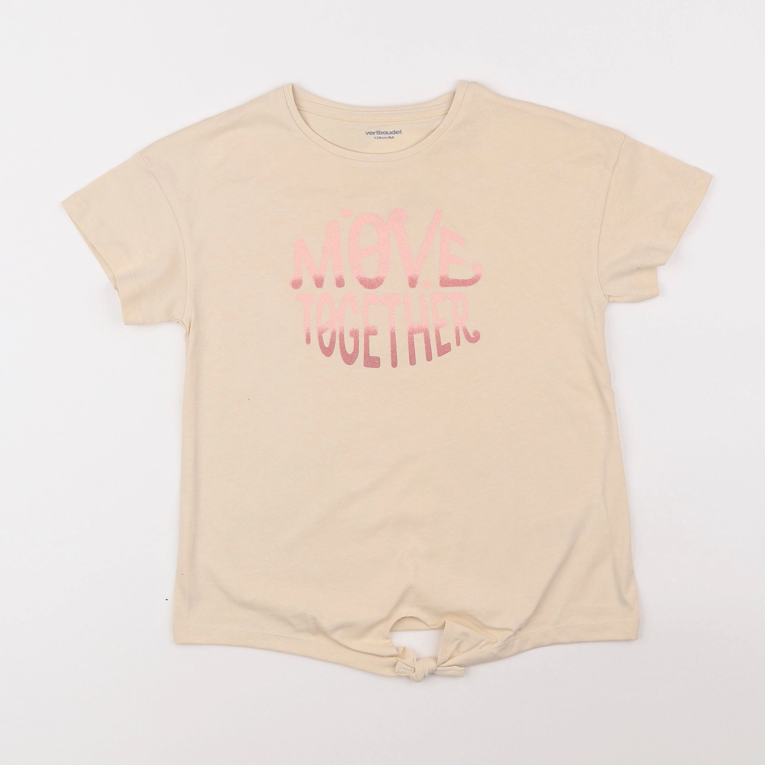 Vertbaudet - tee-shirt beige - 8 ans