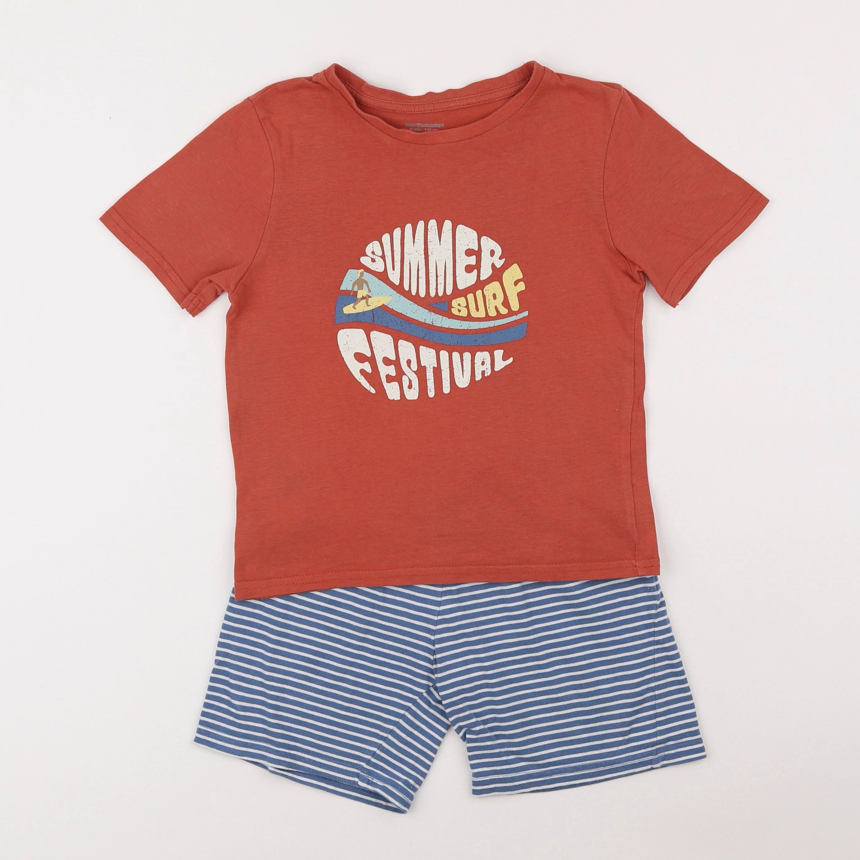 Vertbaudet - pyjama coton orange, bleu - 6 ans