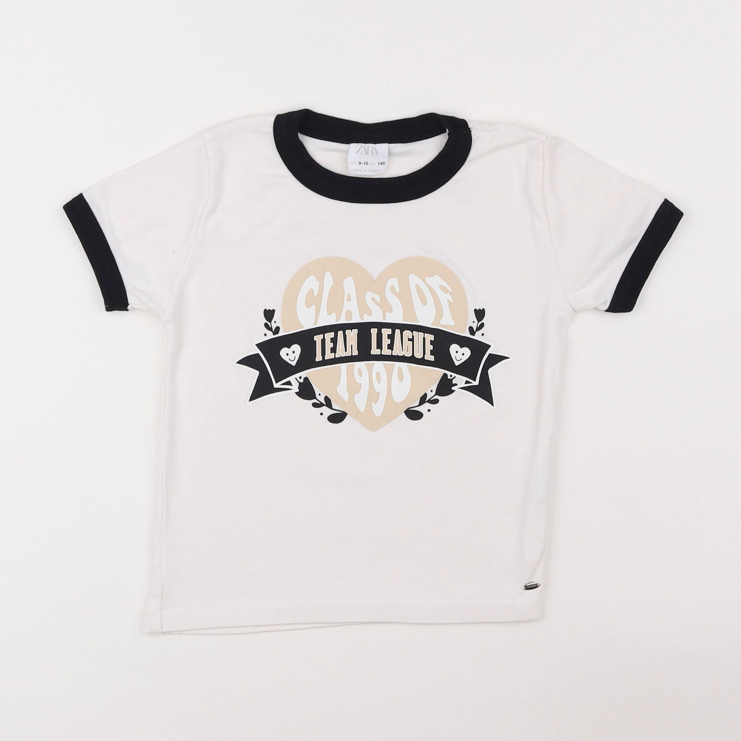 Zara - tee-shirt blanc, noir - 9/10 ans