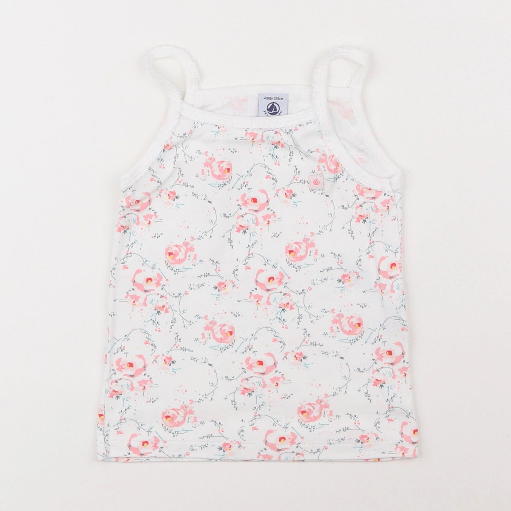 Petit Bateau - maillot de corps rose, blanc - 4 ans