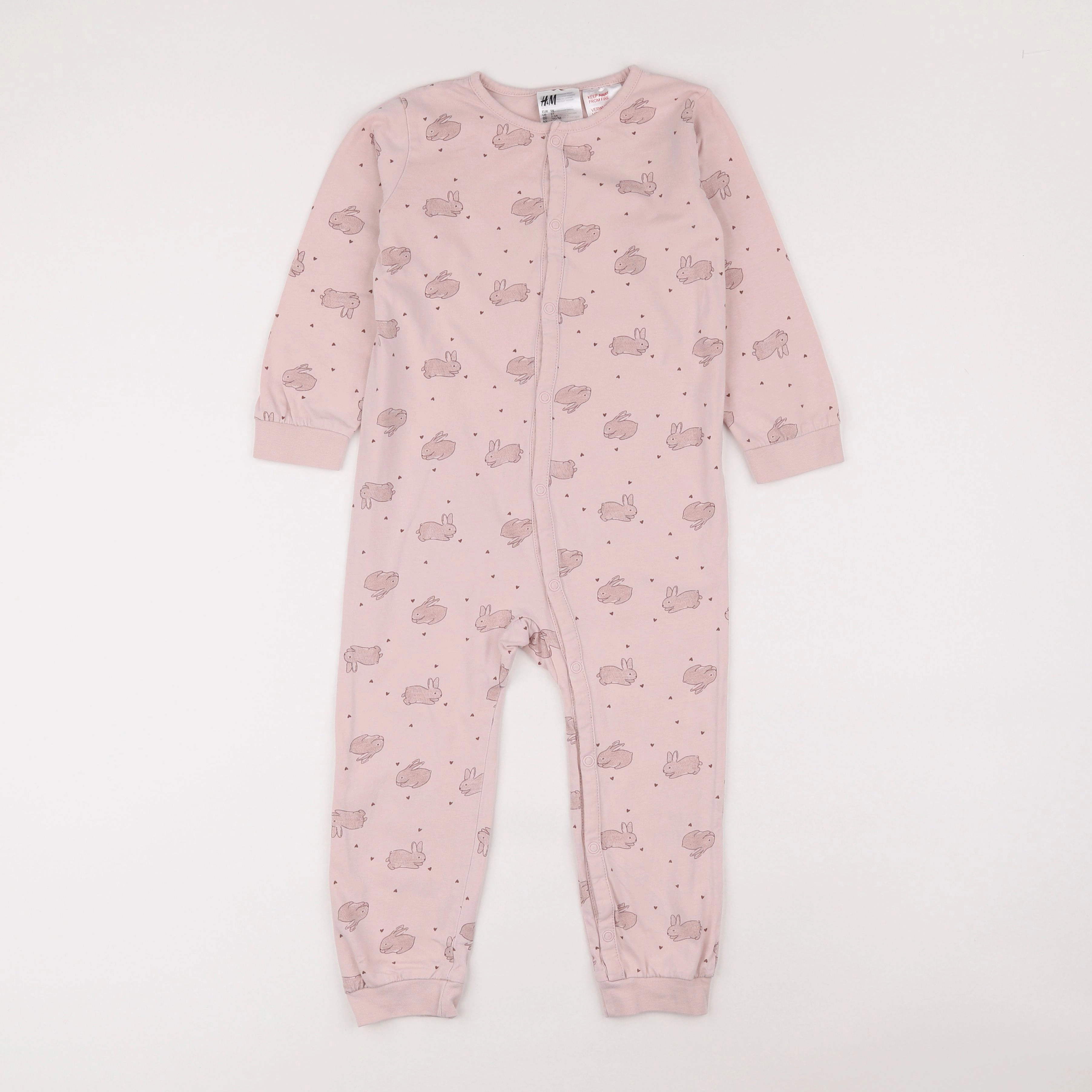 H&M - pyjama coton rose - 2/3 ans