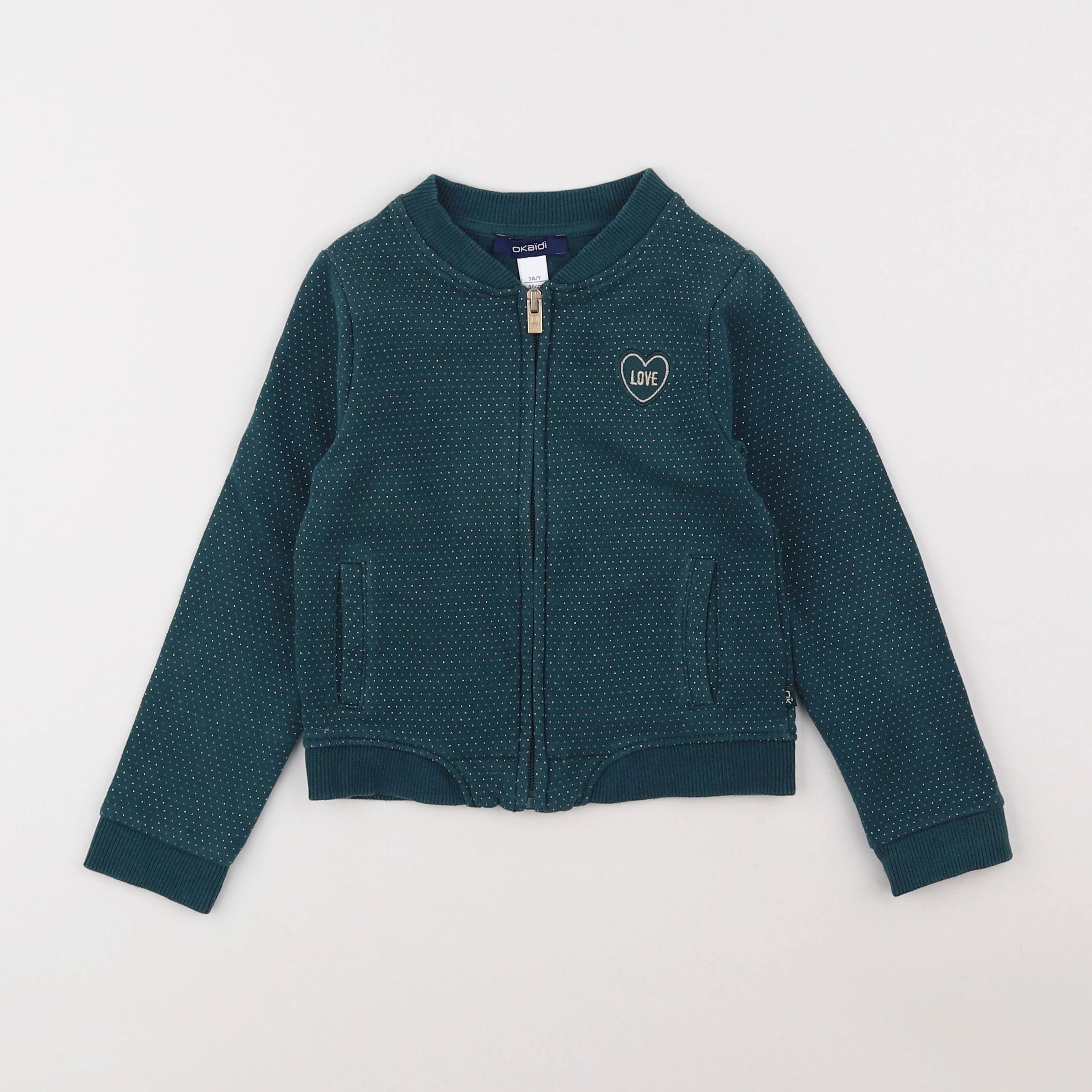 Okaidi - sweat vert, or - 3 ans