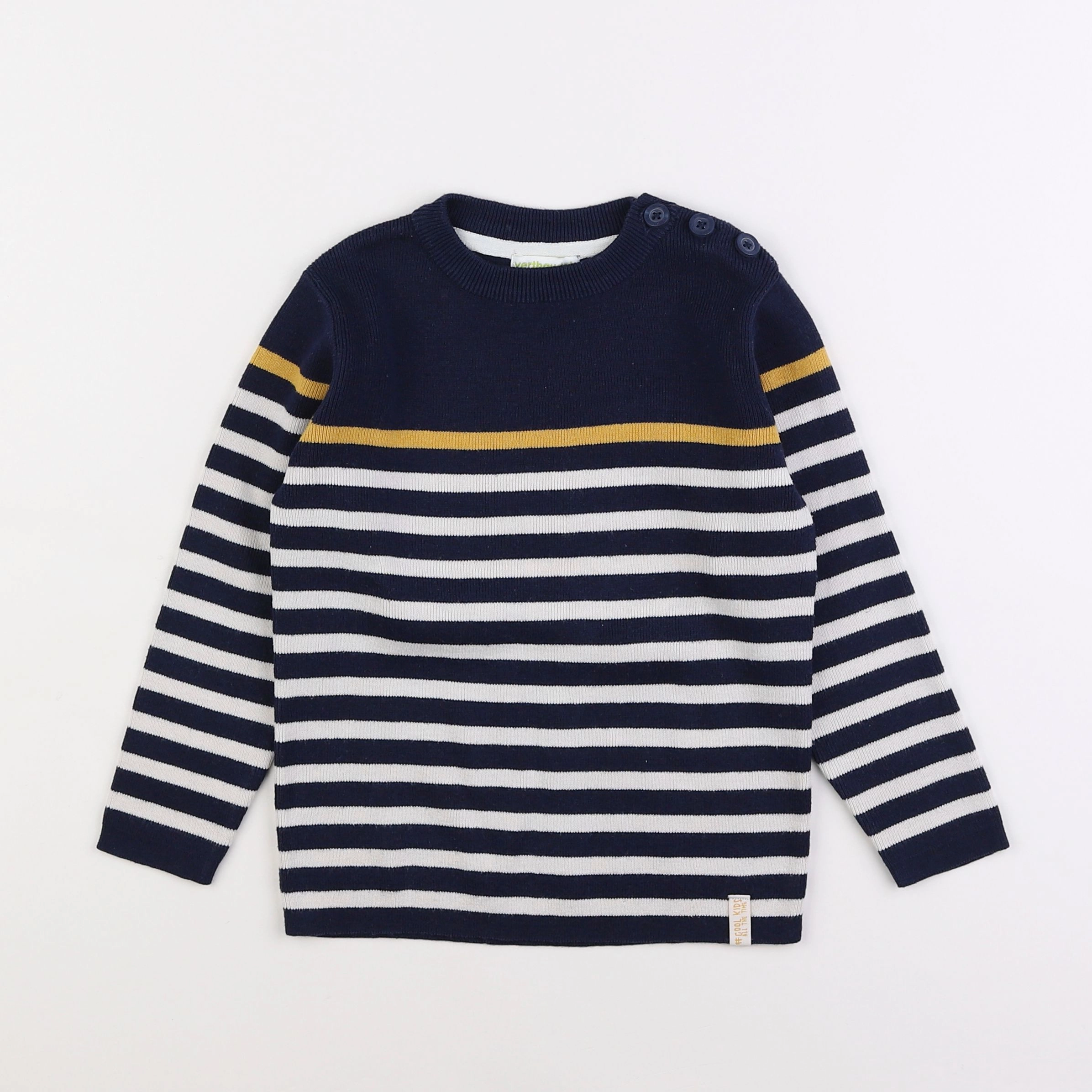 Vertbaudet - pull bleu, blanc - 5 ans