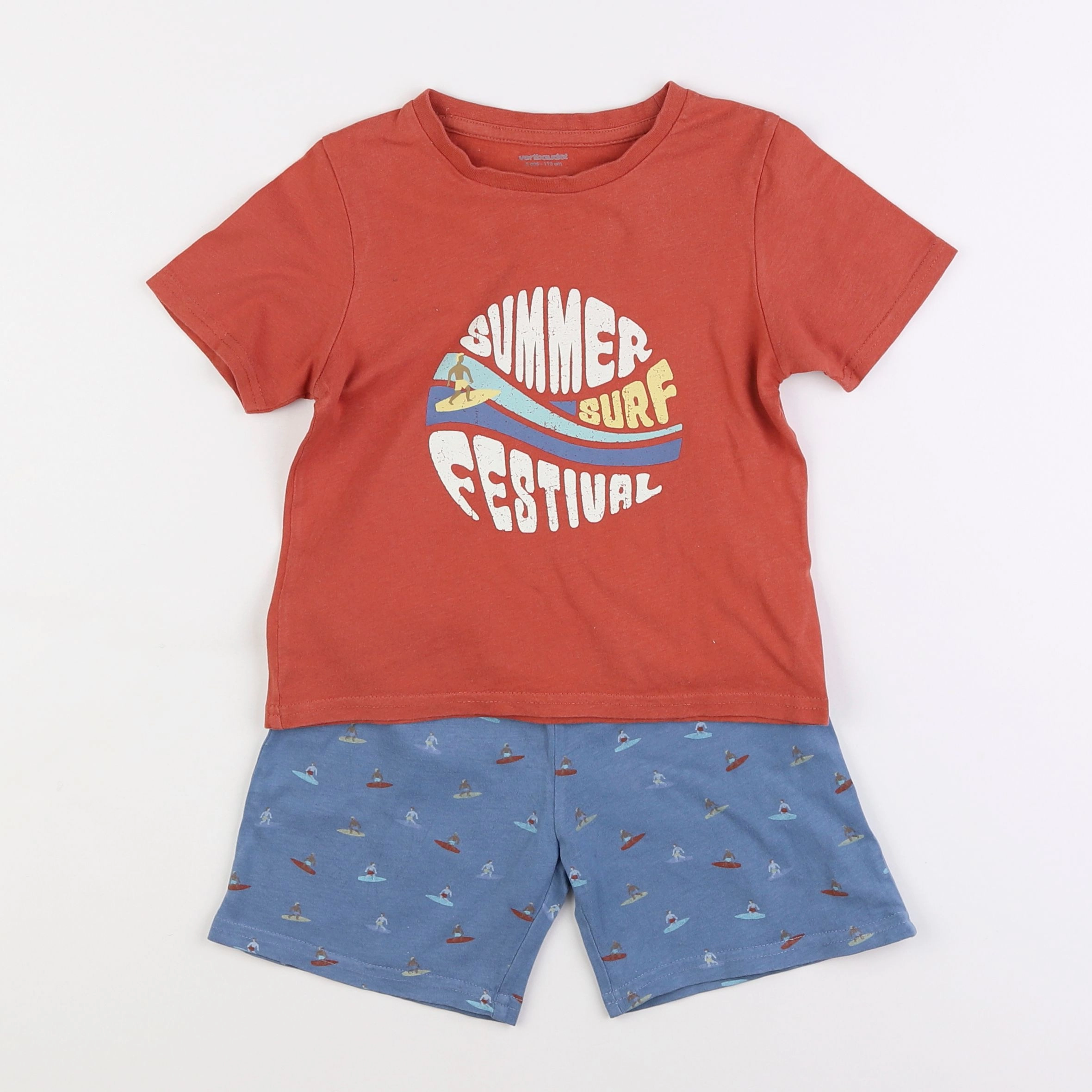 Vertbaudet - pyjama coton bleu, marron - 5 ans