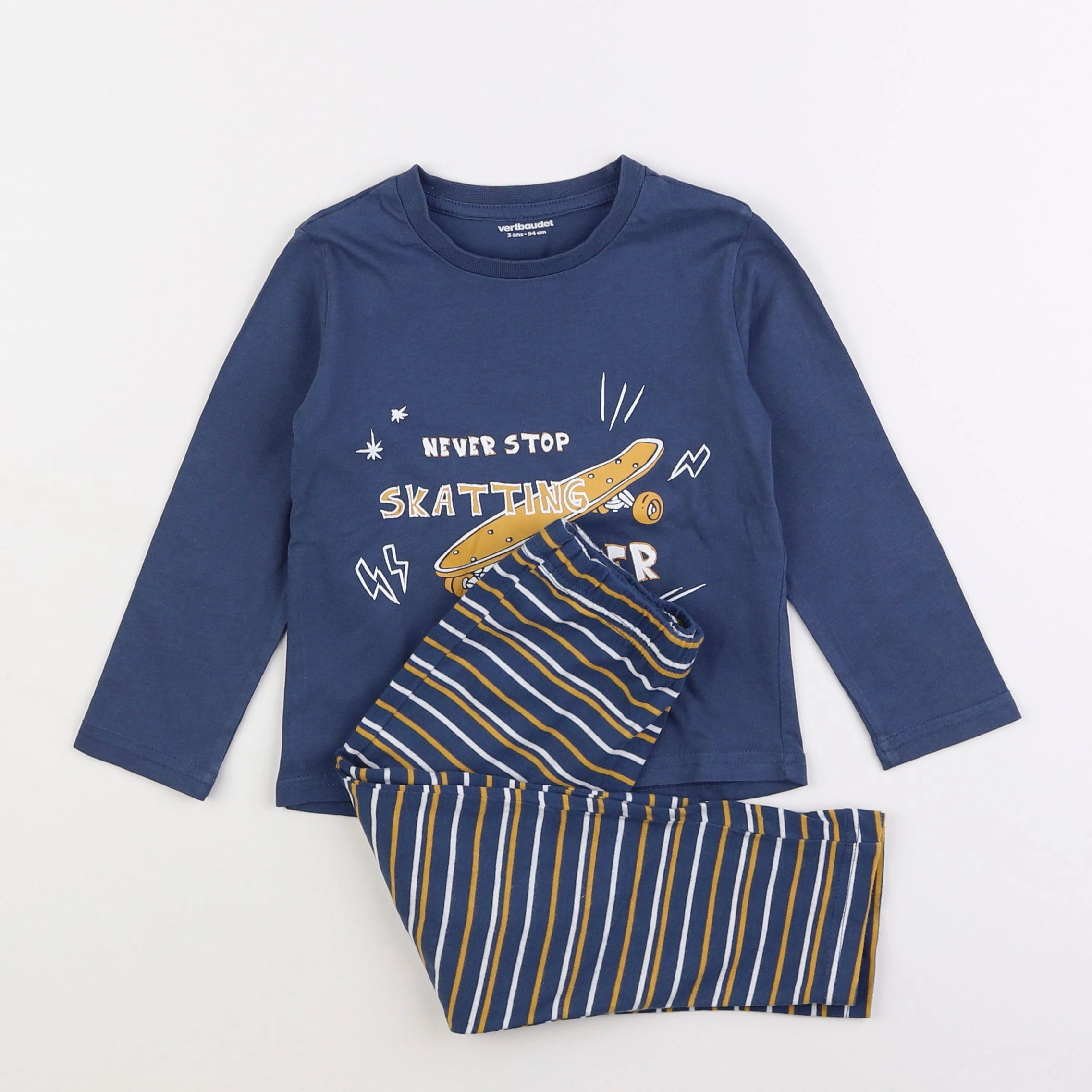 Vertbaudet - pyjama coton bleu - 3 ans