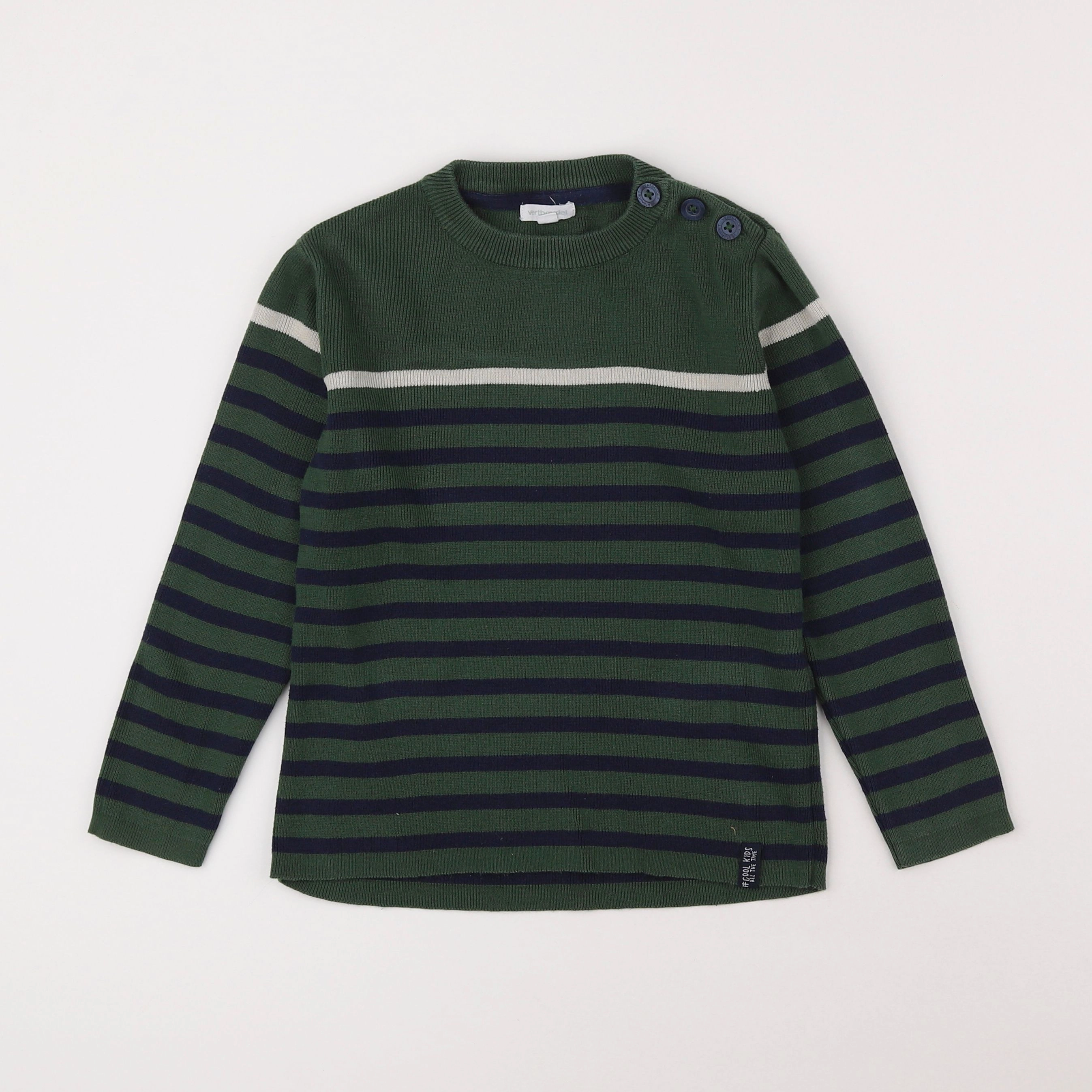 Vertbaudet - pull vert, bleu - 6 ans