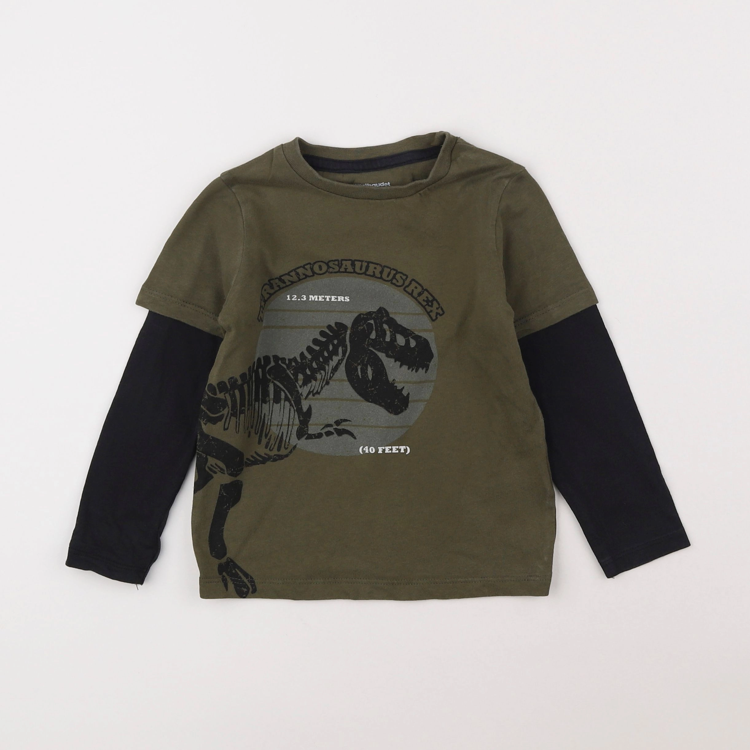 Vertbaudet - tee-shirt vert, noir - 4 ans