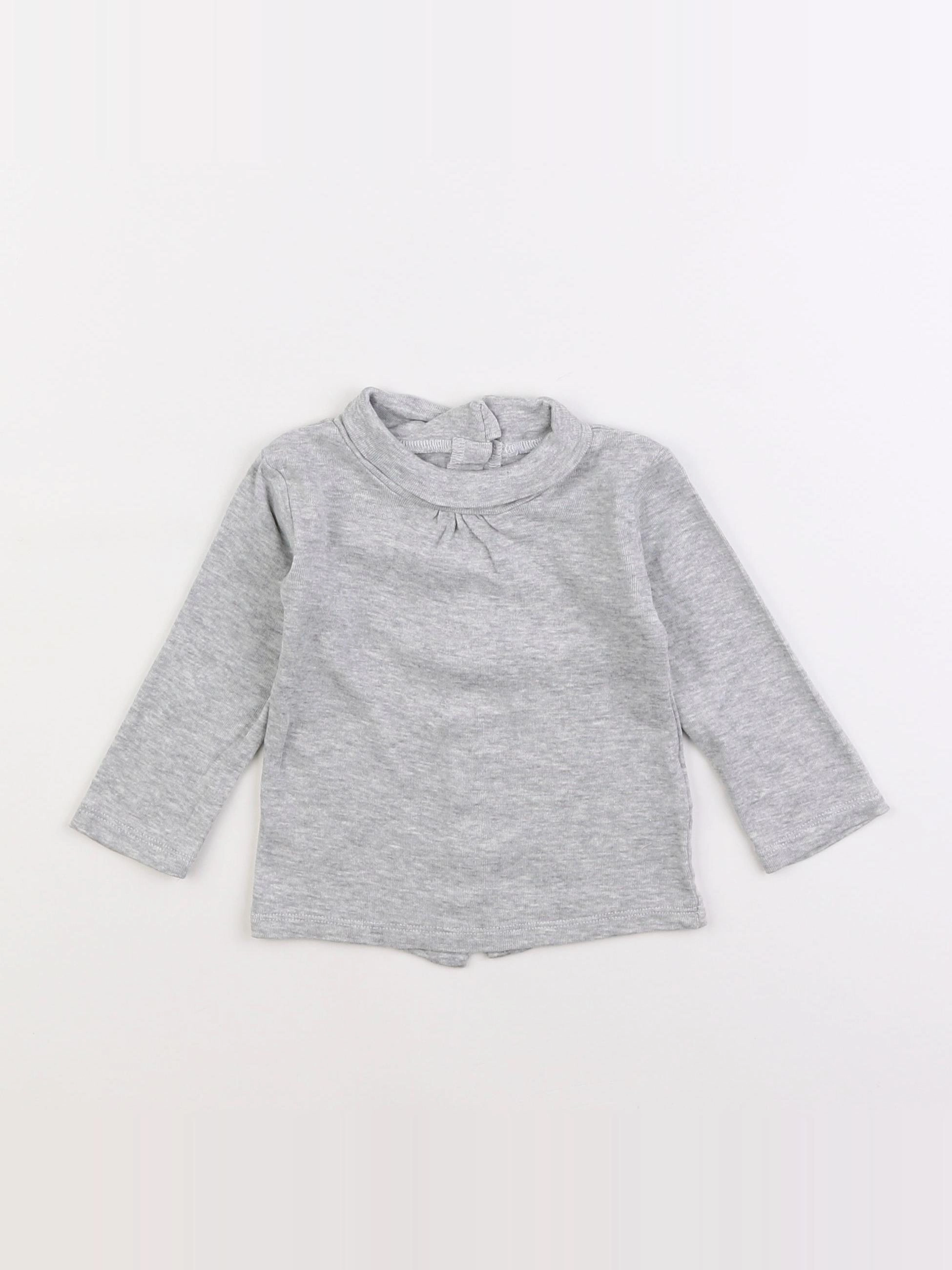 Vertbaudet - sous-pull gris - 9 mois