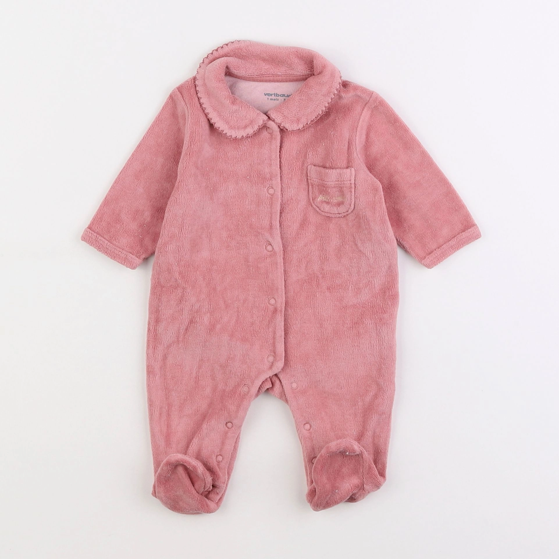 Vertbaudet - pyjama velours rose - 1 mois