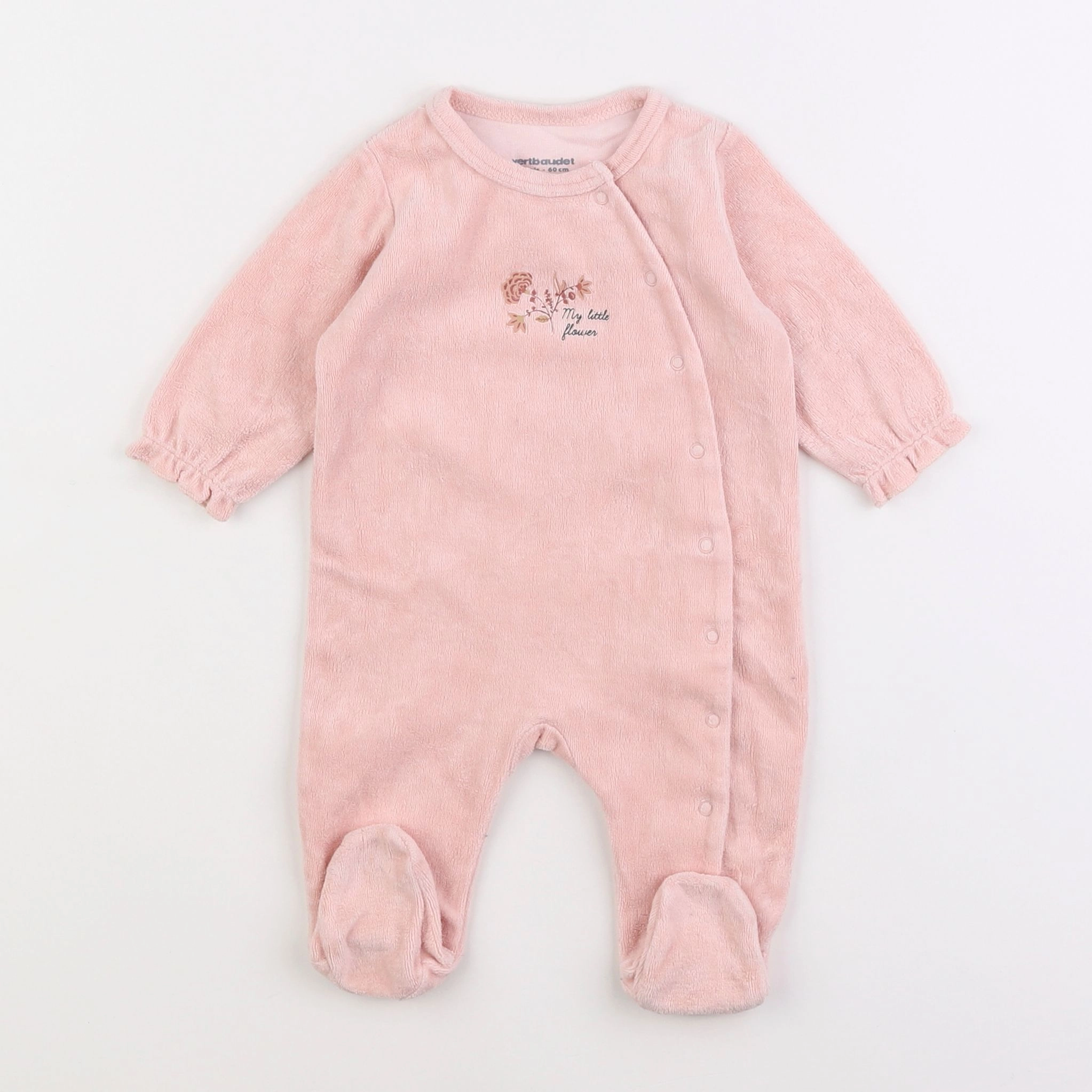 Vertbaudet - pyjama velours rose - 3 mois