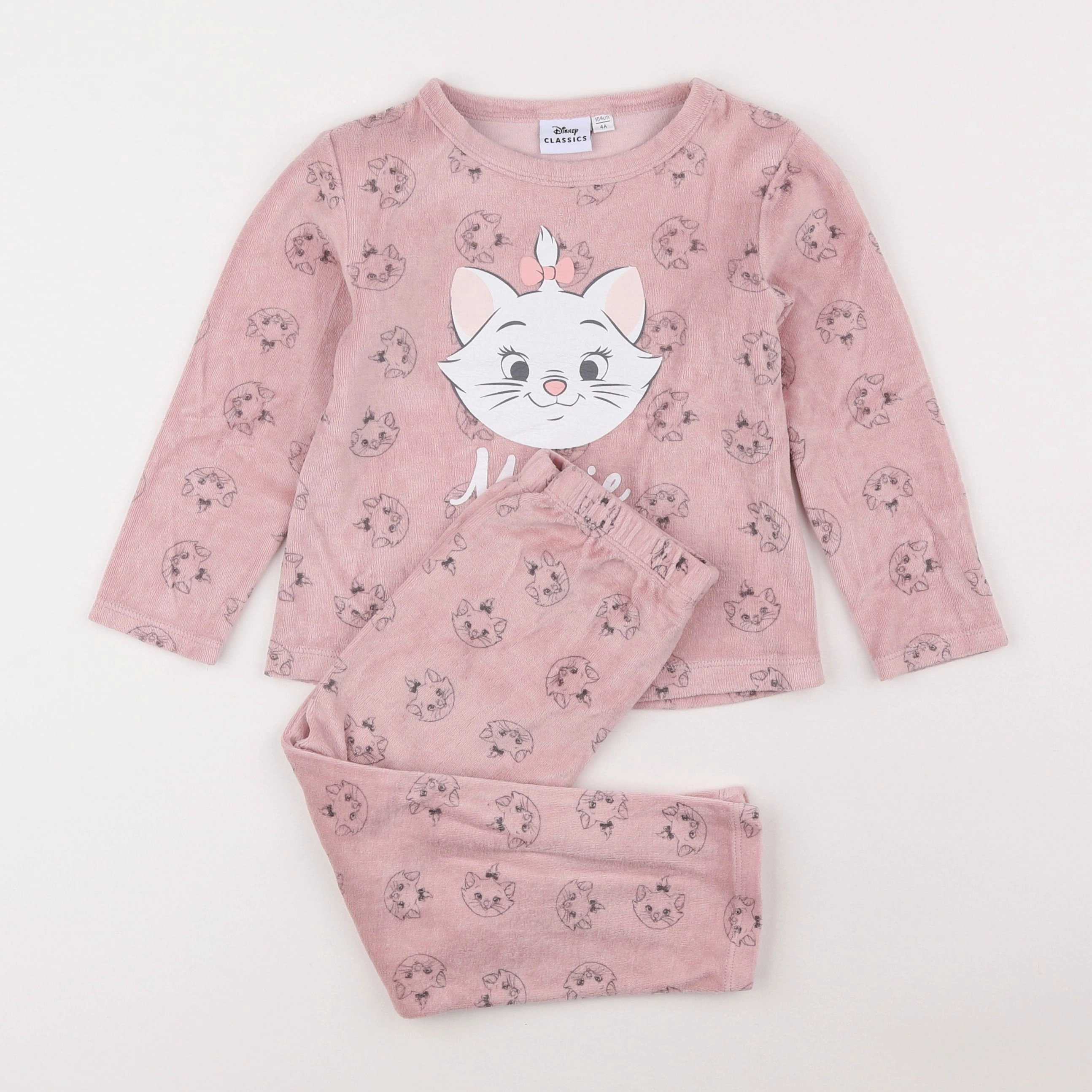 Vertbaudet - pyjama velours rose - 4 ans