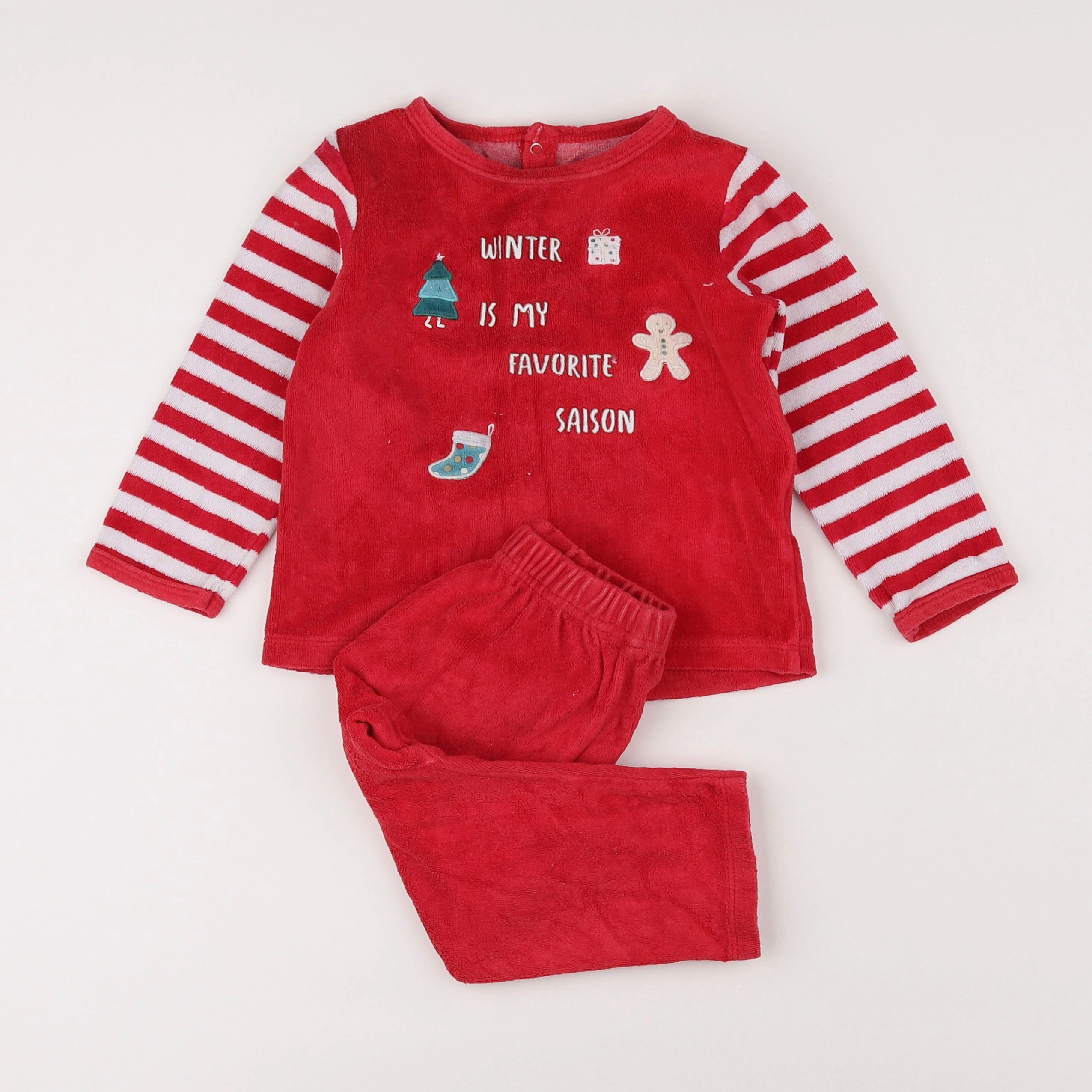 Vertbaudet - pyjama velours rouge - 2 ans