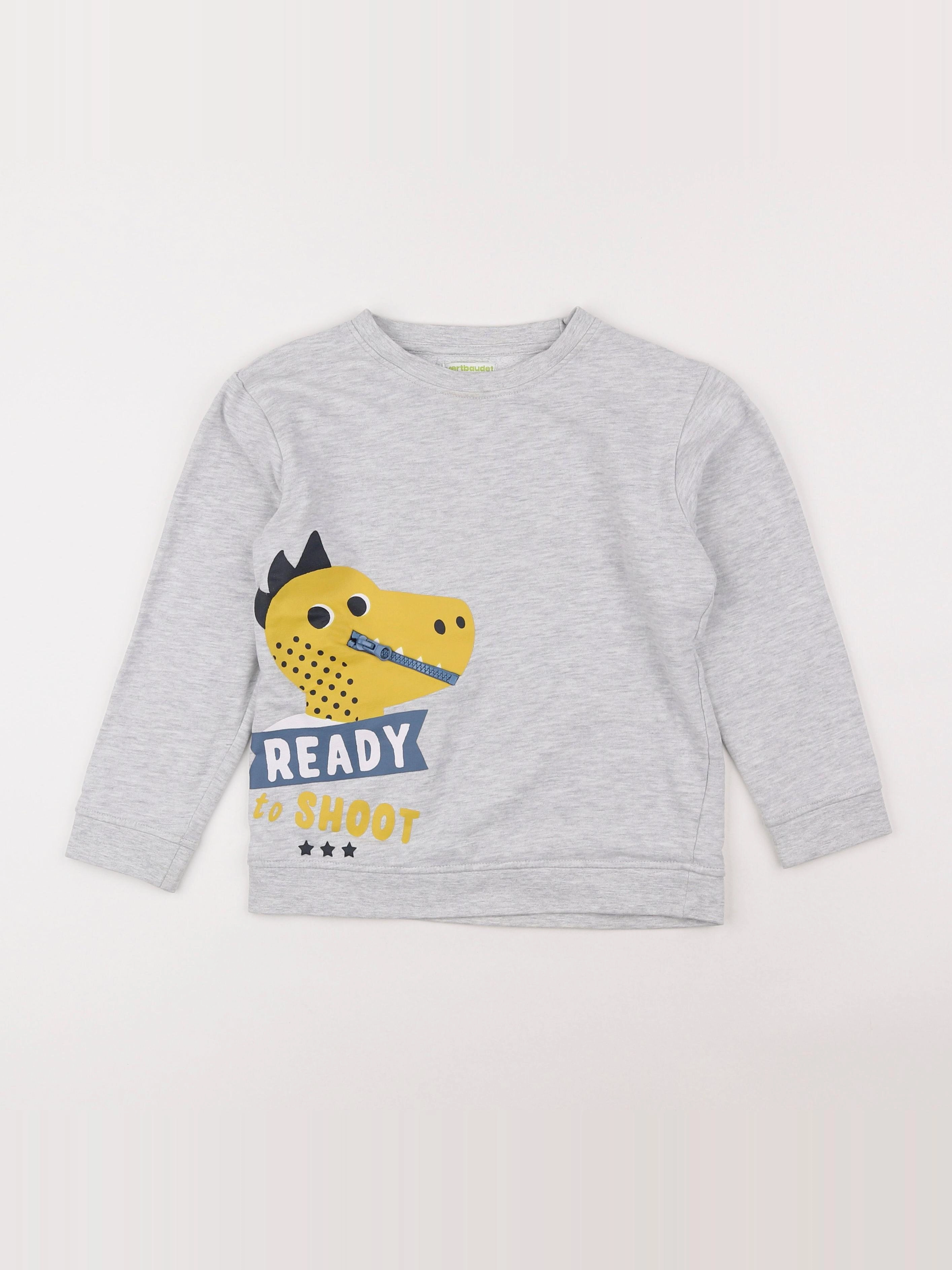 Vertbaudet - sweat gris - 8 ans
