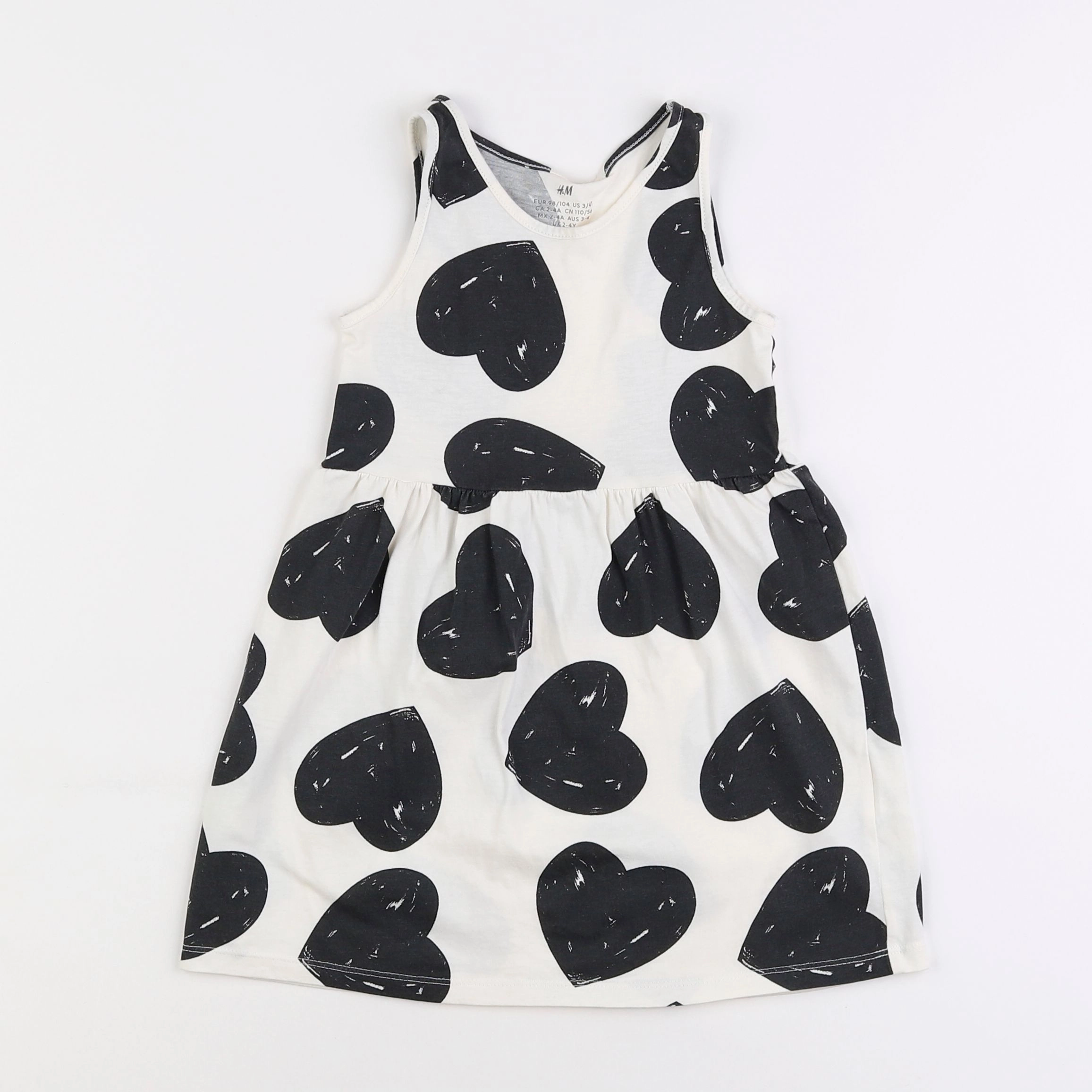 H&M - robe blanc, noir - 2/4 ans