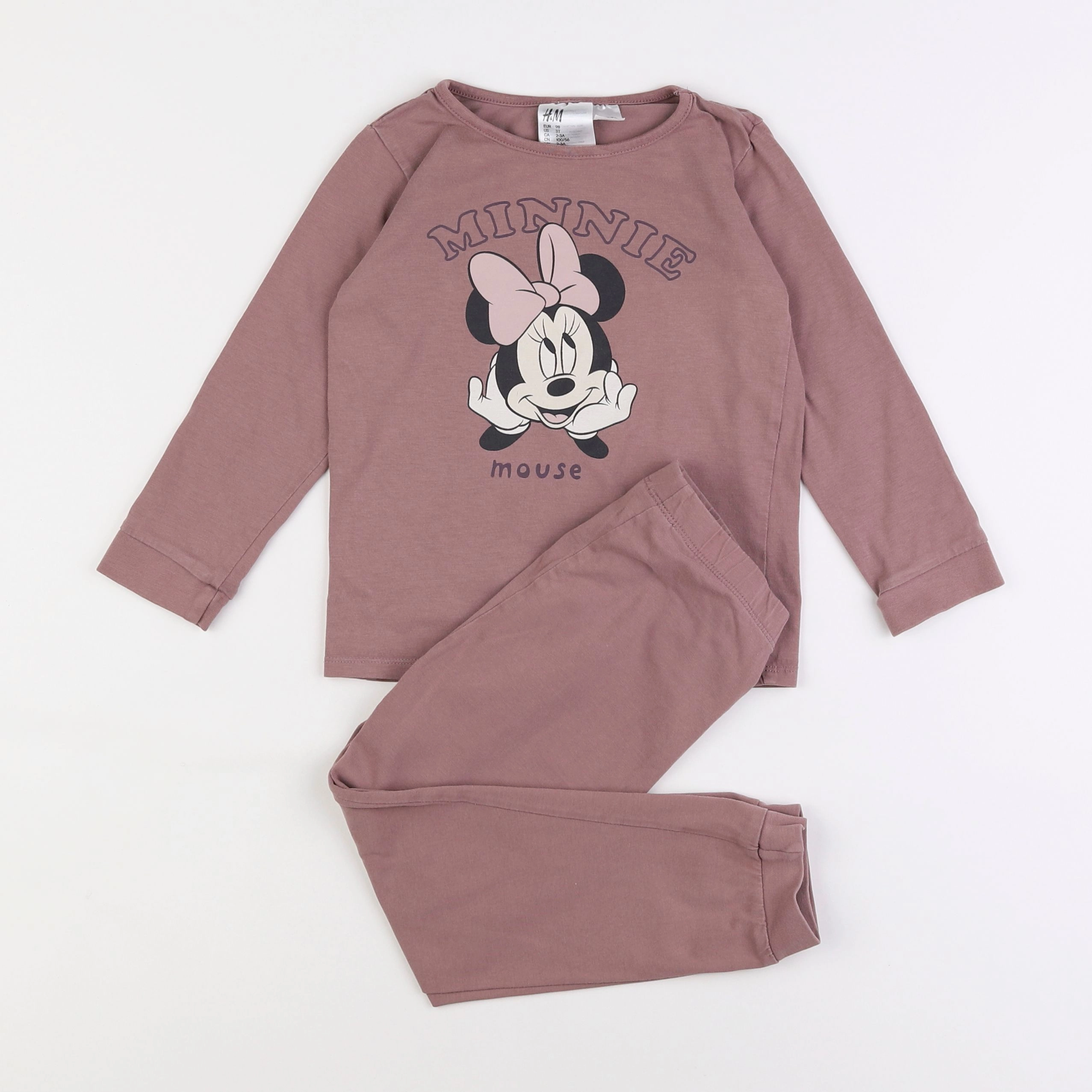 H&M - pyjama coton rose - 2/3 ans