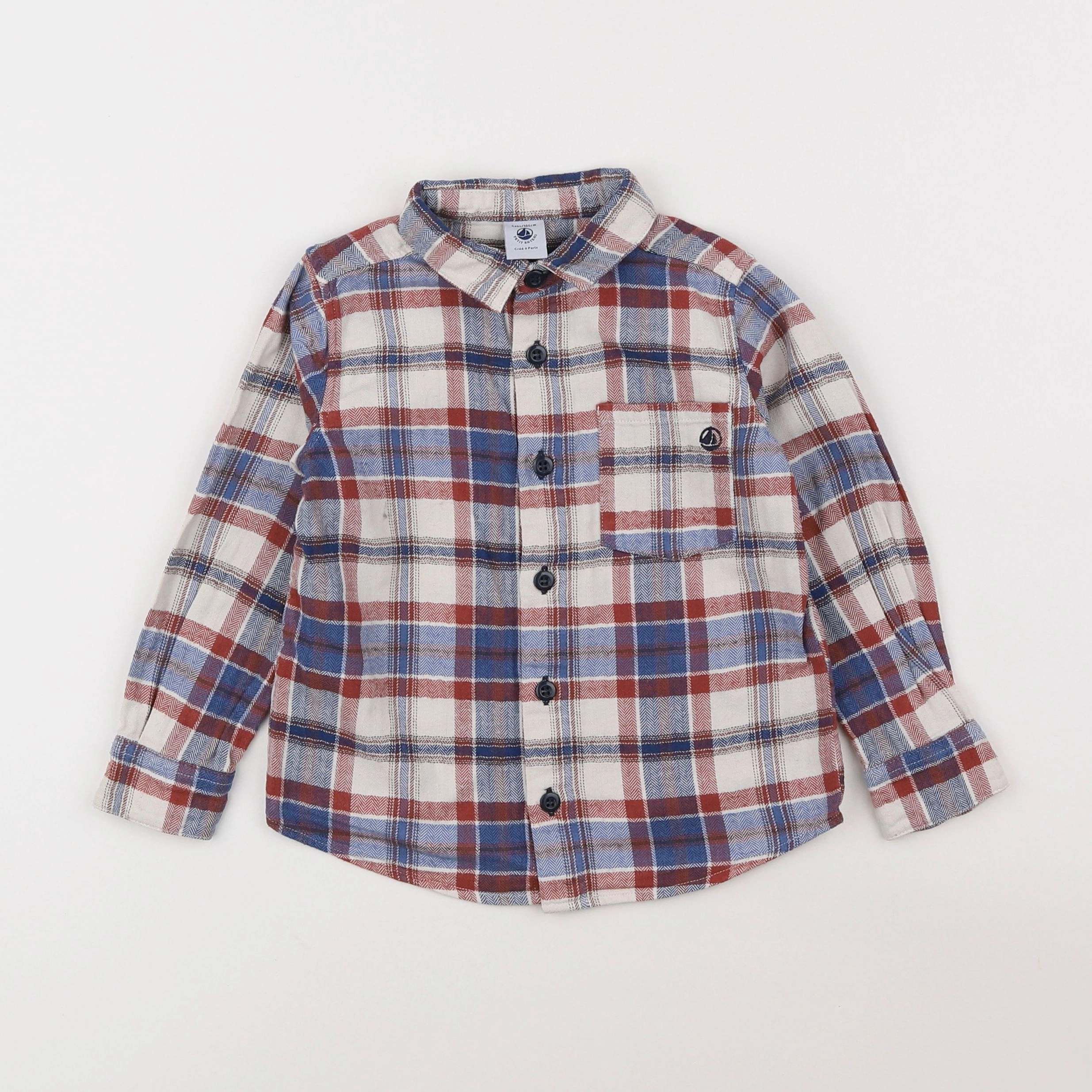 Petit Bateau - chemise bleu - 4 ans