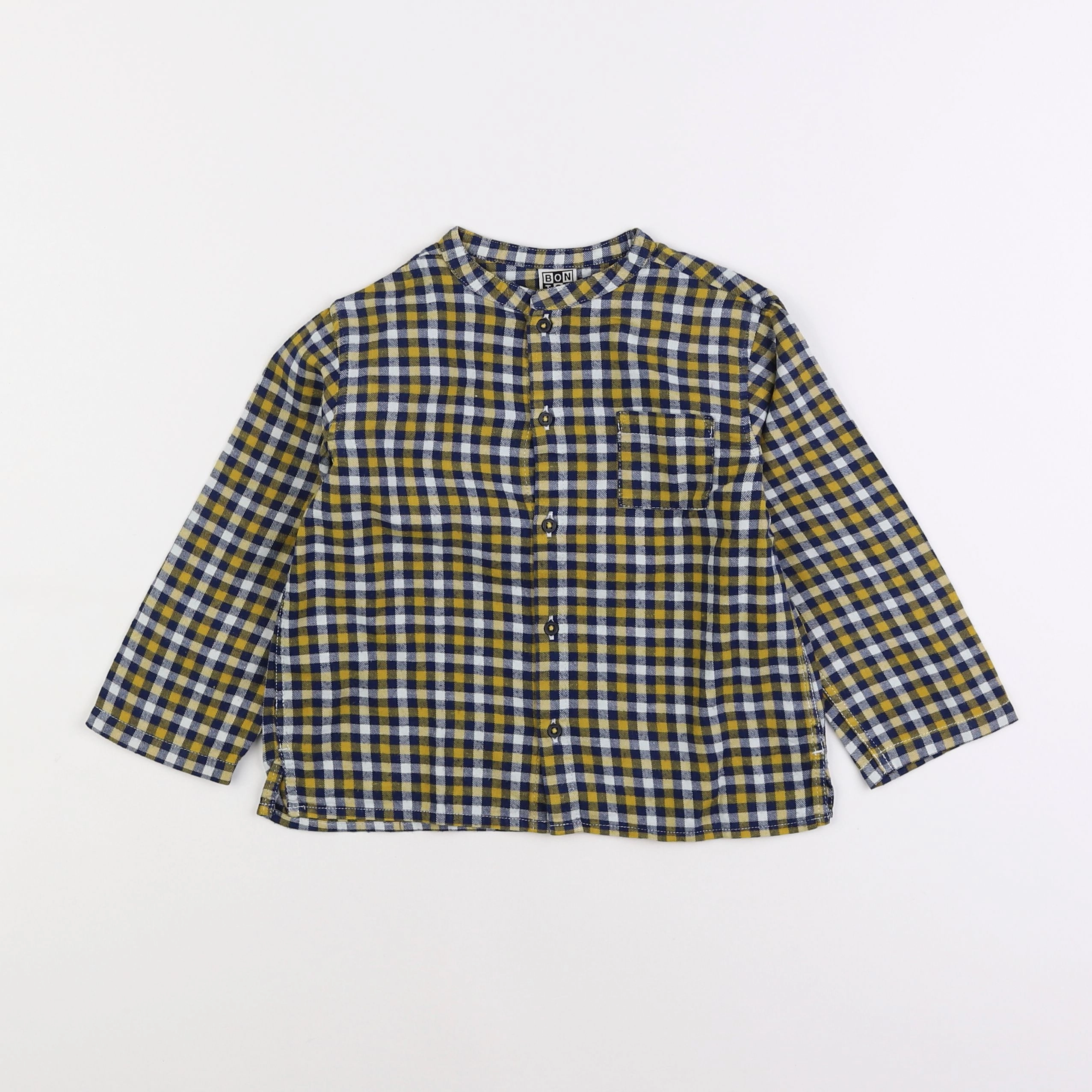 Bonton - chemise bleu, jaune - 3 ans