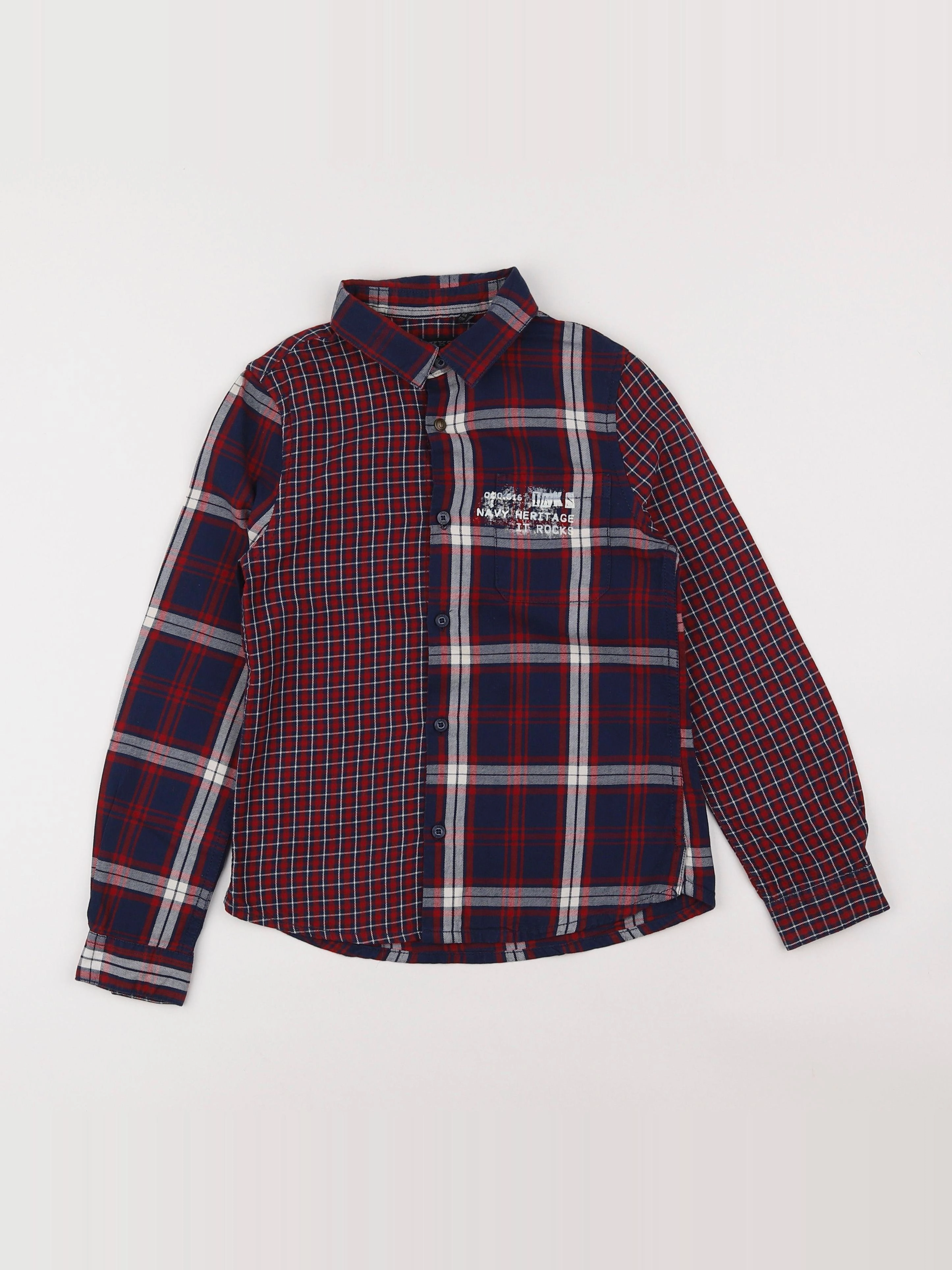 IKKS - chemise bleu, rouge - 8 ans