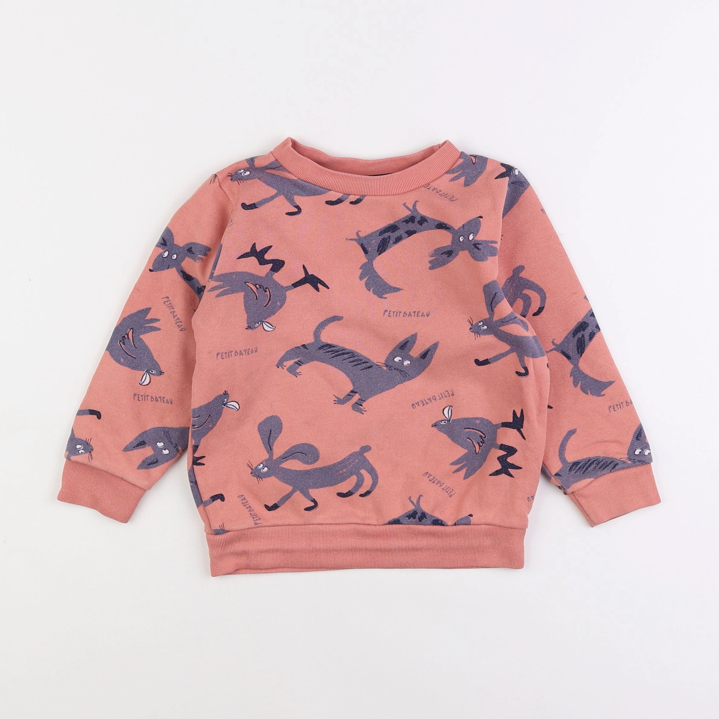 Petit Bateau - sweat orange - 3 ans