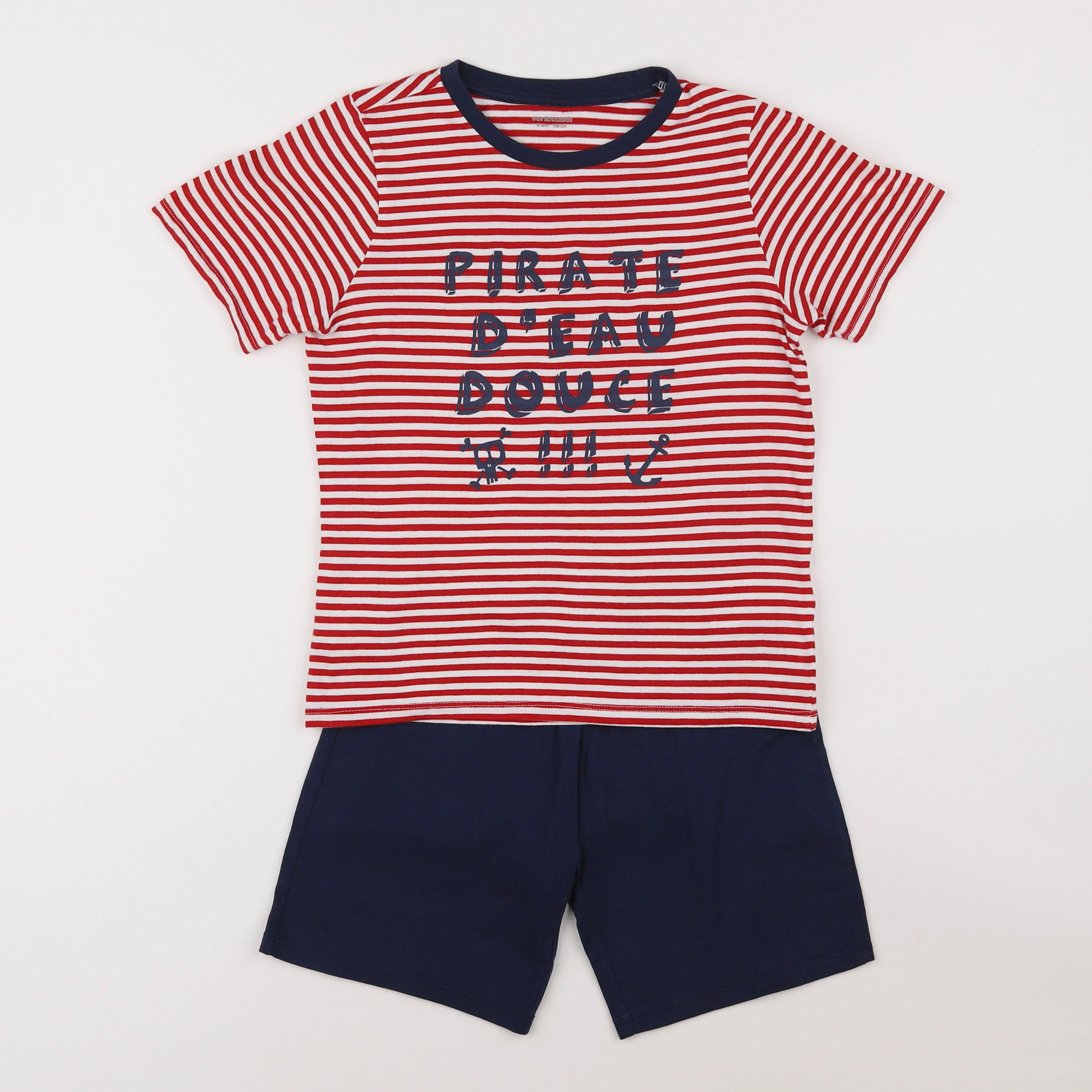 Vertbaudet - pyjama coton bleu, rouge - 8 ans