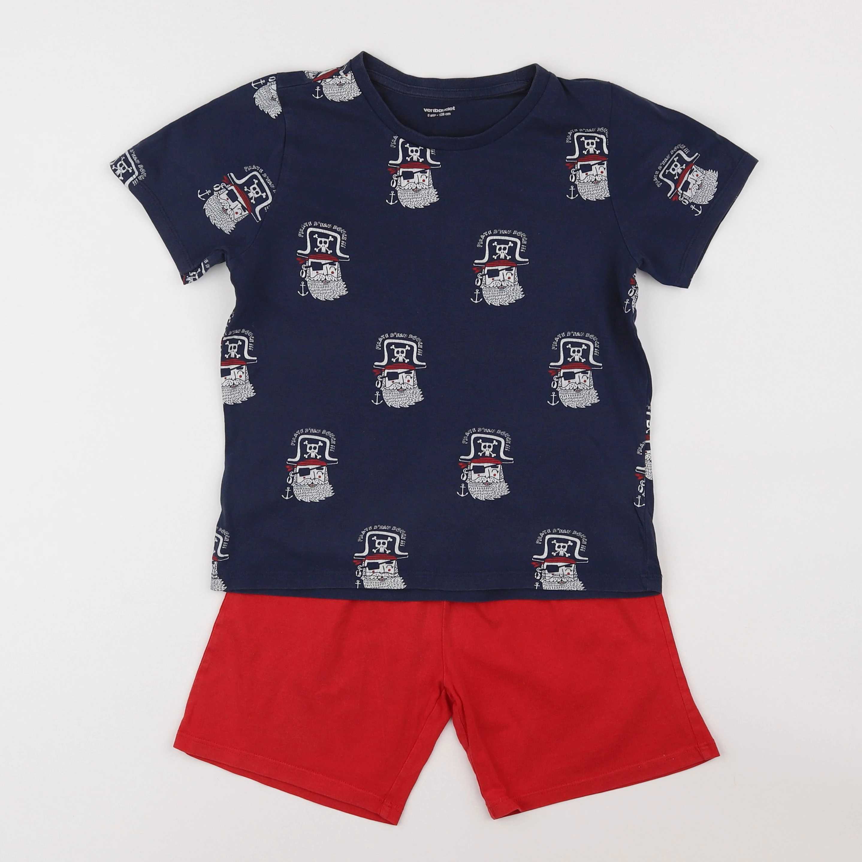 Vertbaudet - pyjama coton bleu, rouge - 8 ans