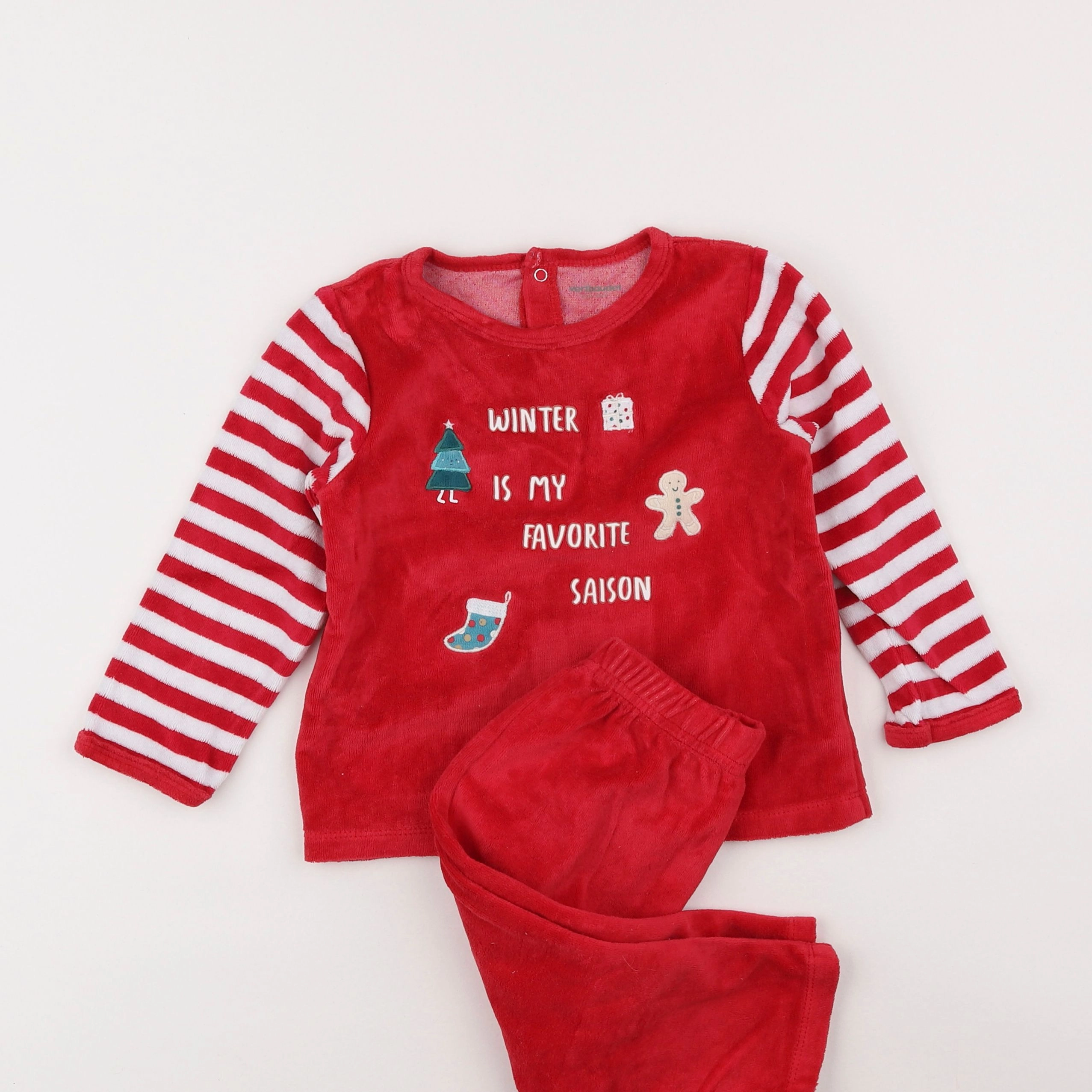 Vertbaudet - pyjama velours rouge - 2 ans