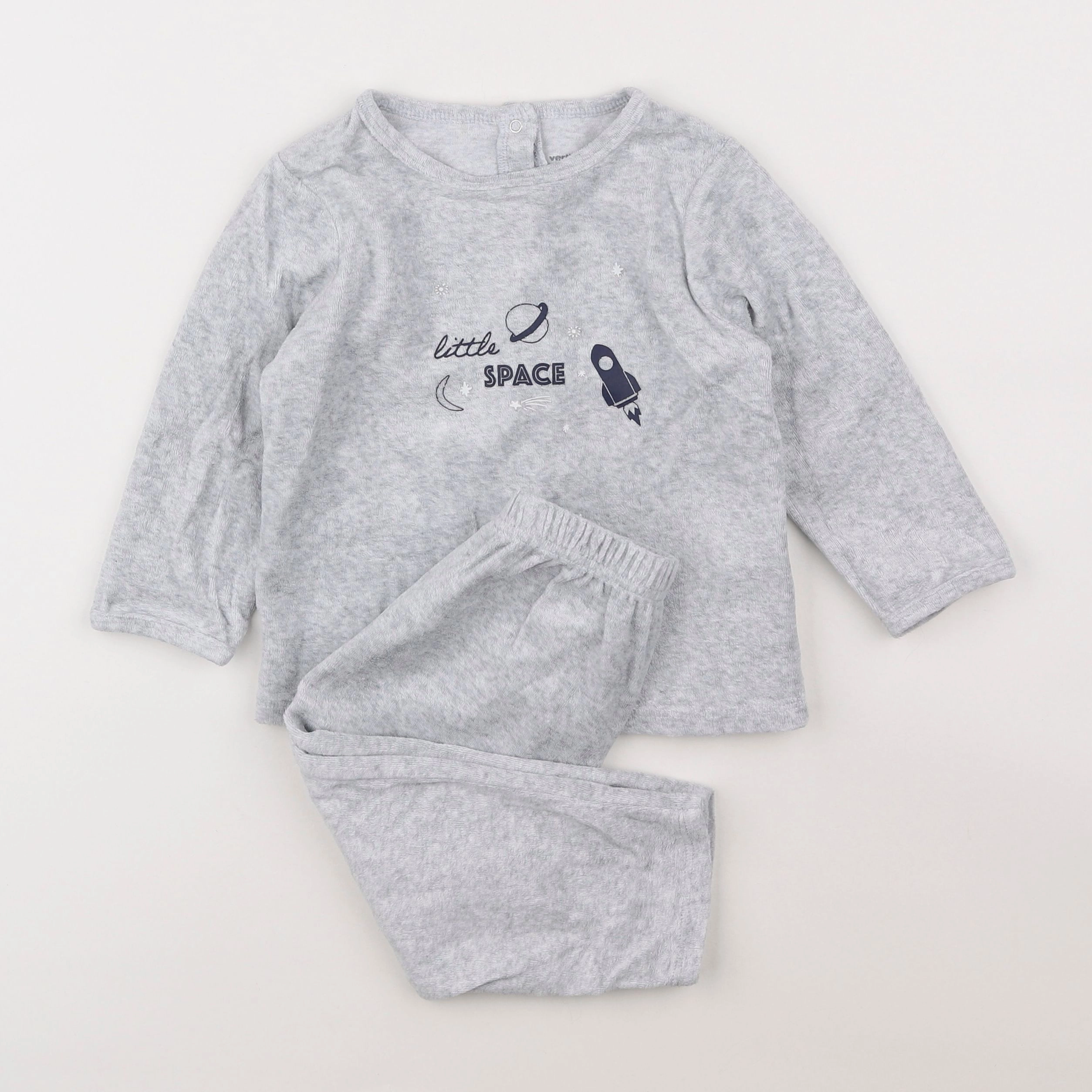 Vertbaudet - pyjama velours gris - 2 ans