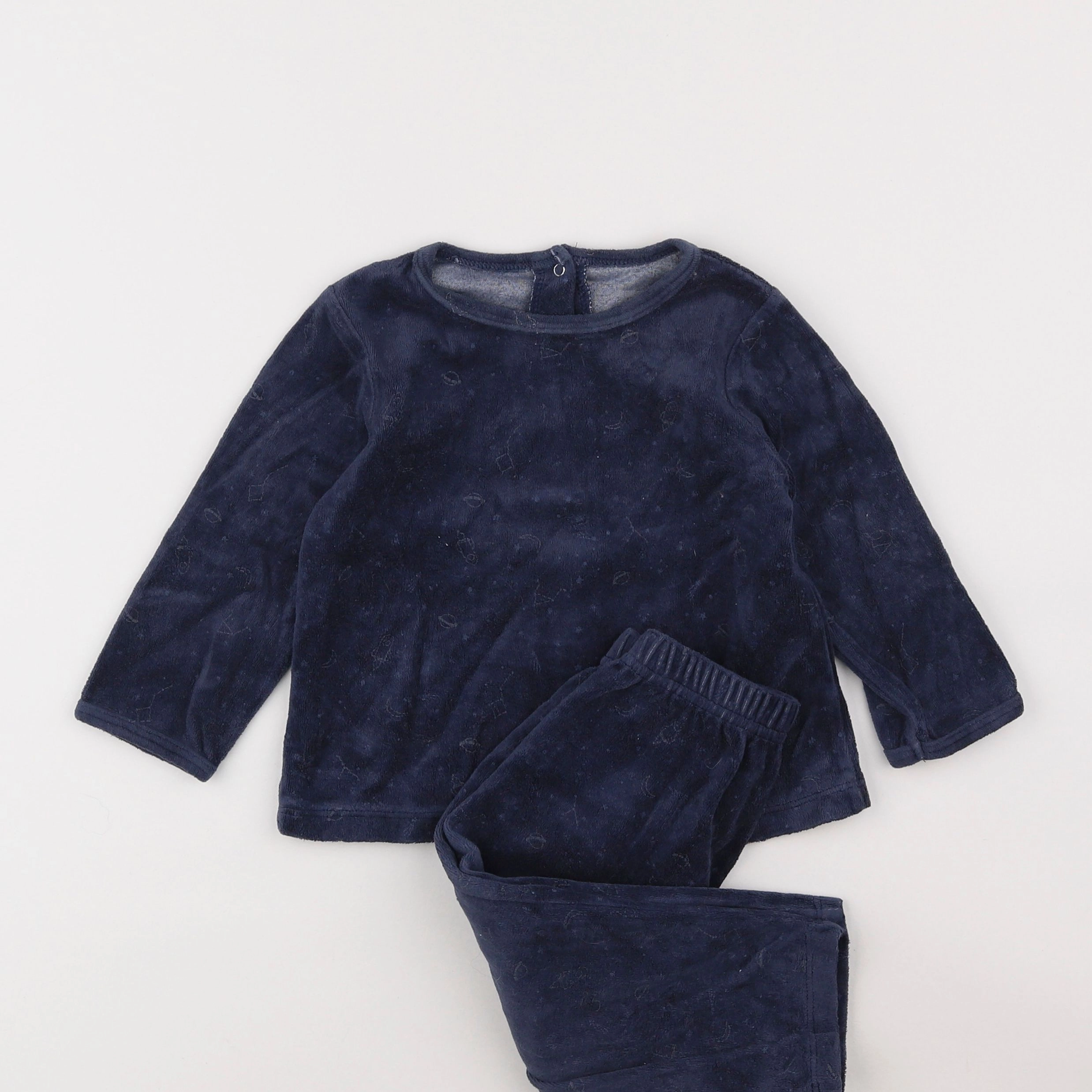 Vertbaudet - pyjama velours bleu - 2 ans