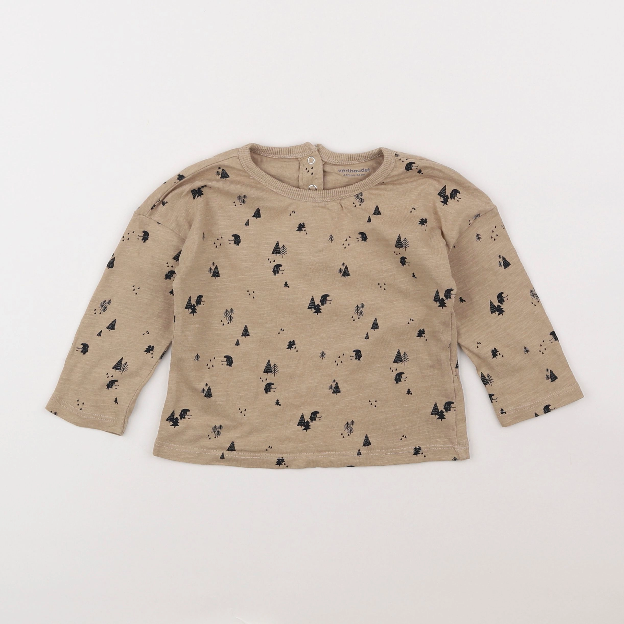 Vertbaudet - tee-shirt marron - 2 ans