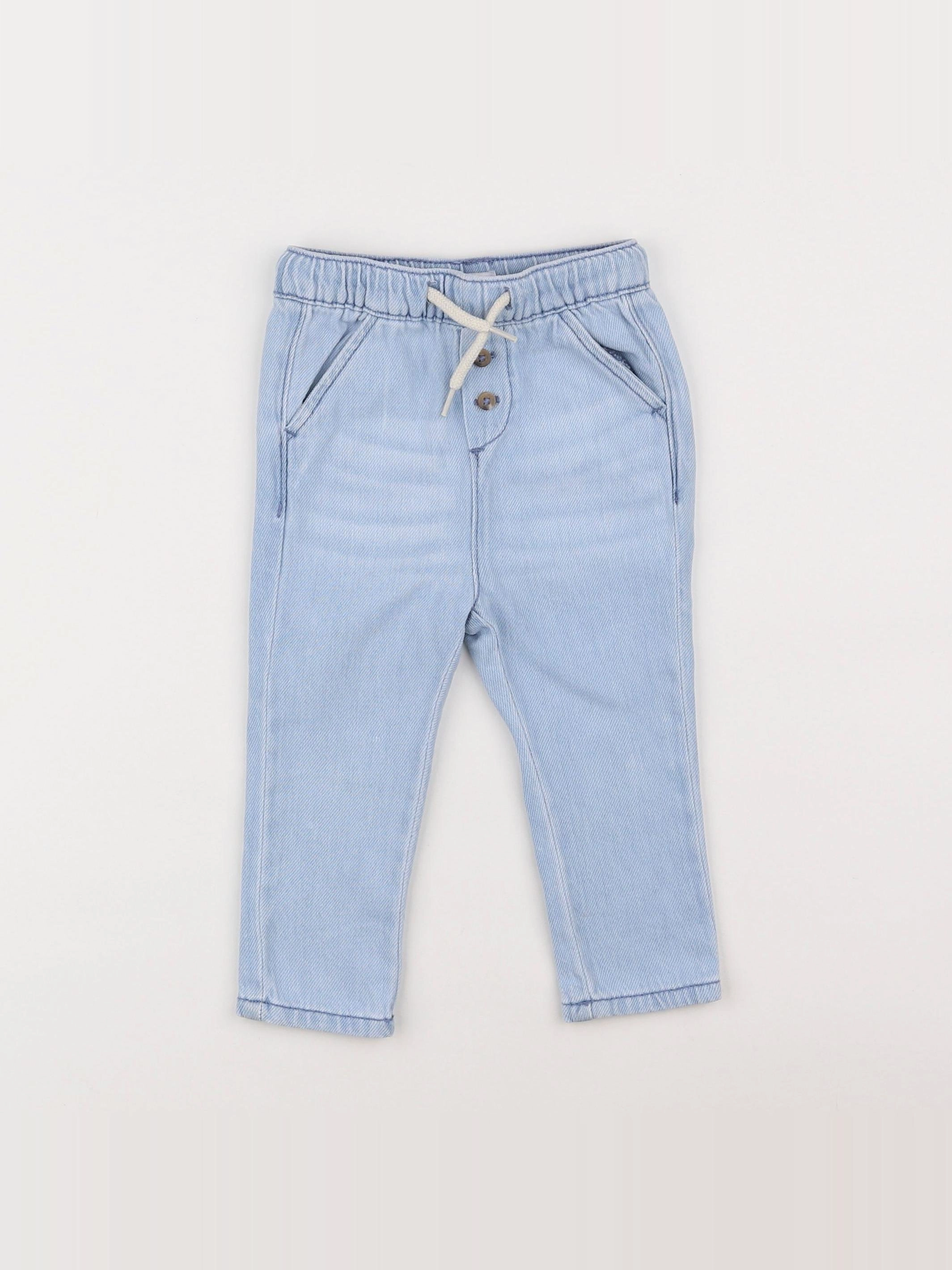 Vertbaudet - pantalon coton bleu - 9 mois