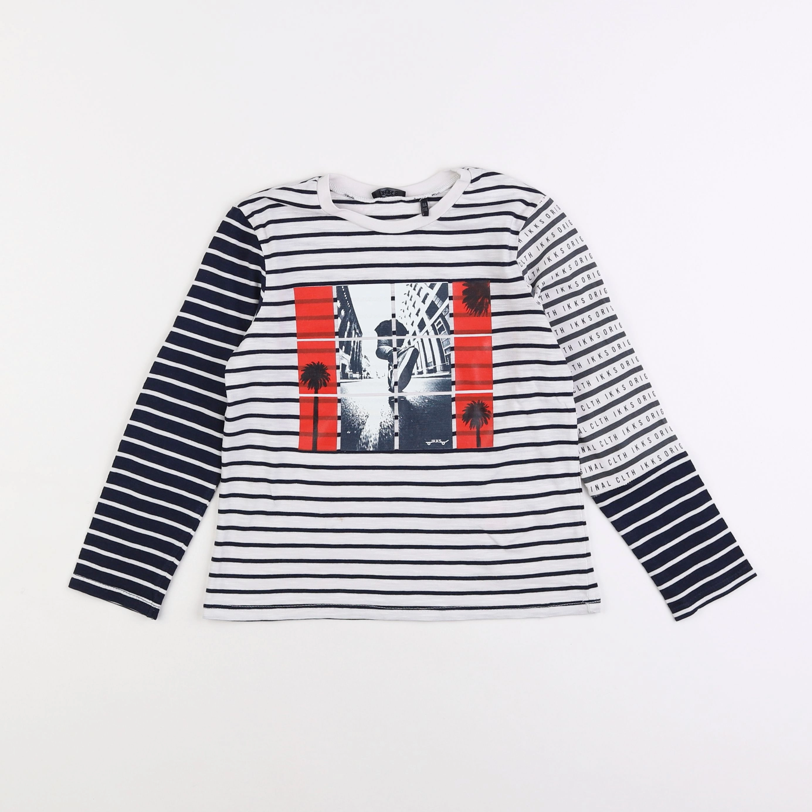 IKKS - tee-shirt bleu, blanc - 6 ans