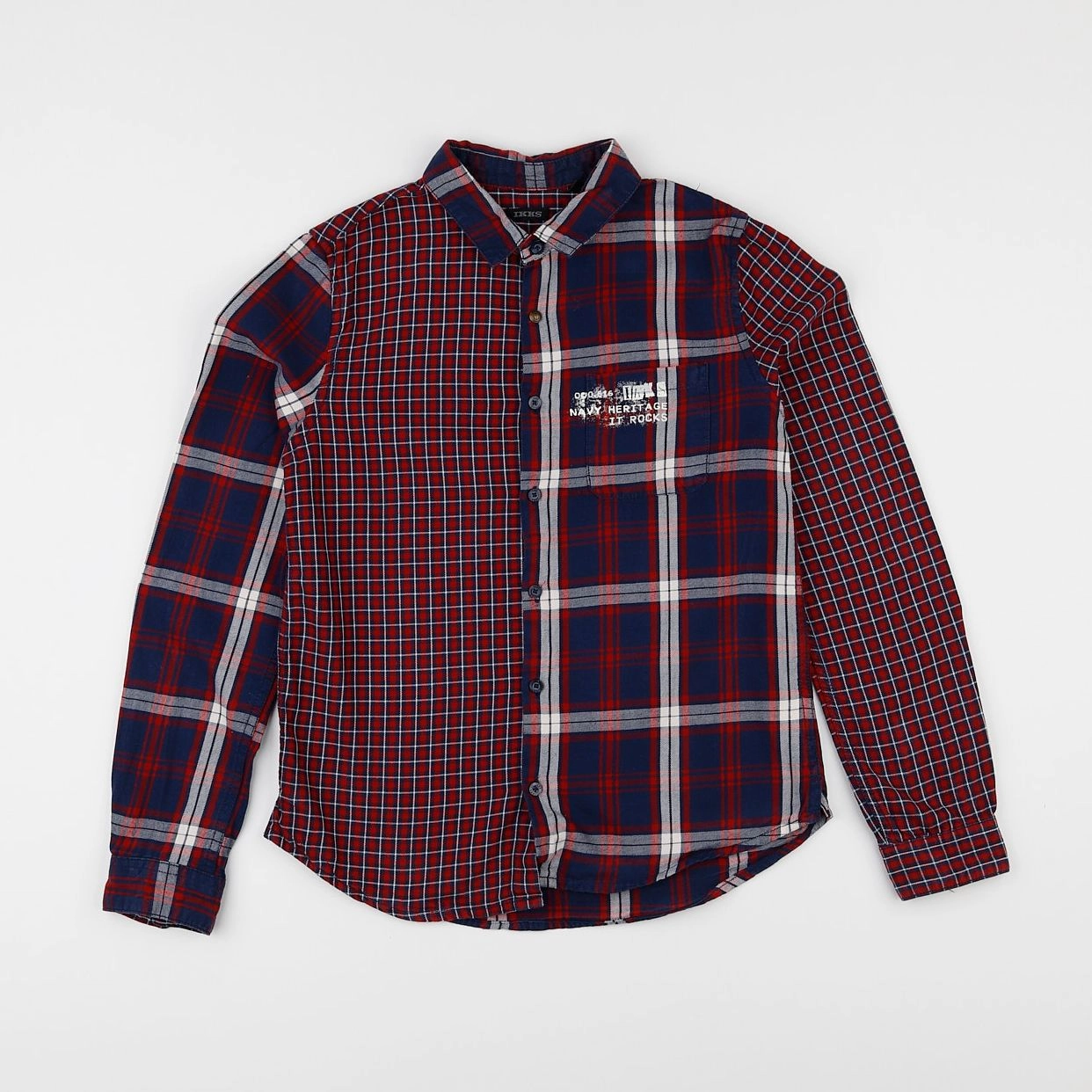 IKKS - chemise bleu, rouge - 12 ans