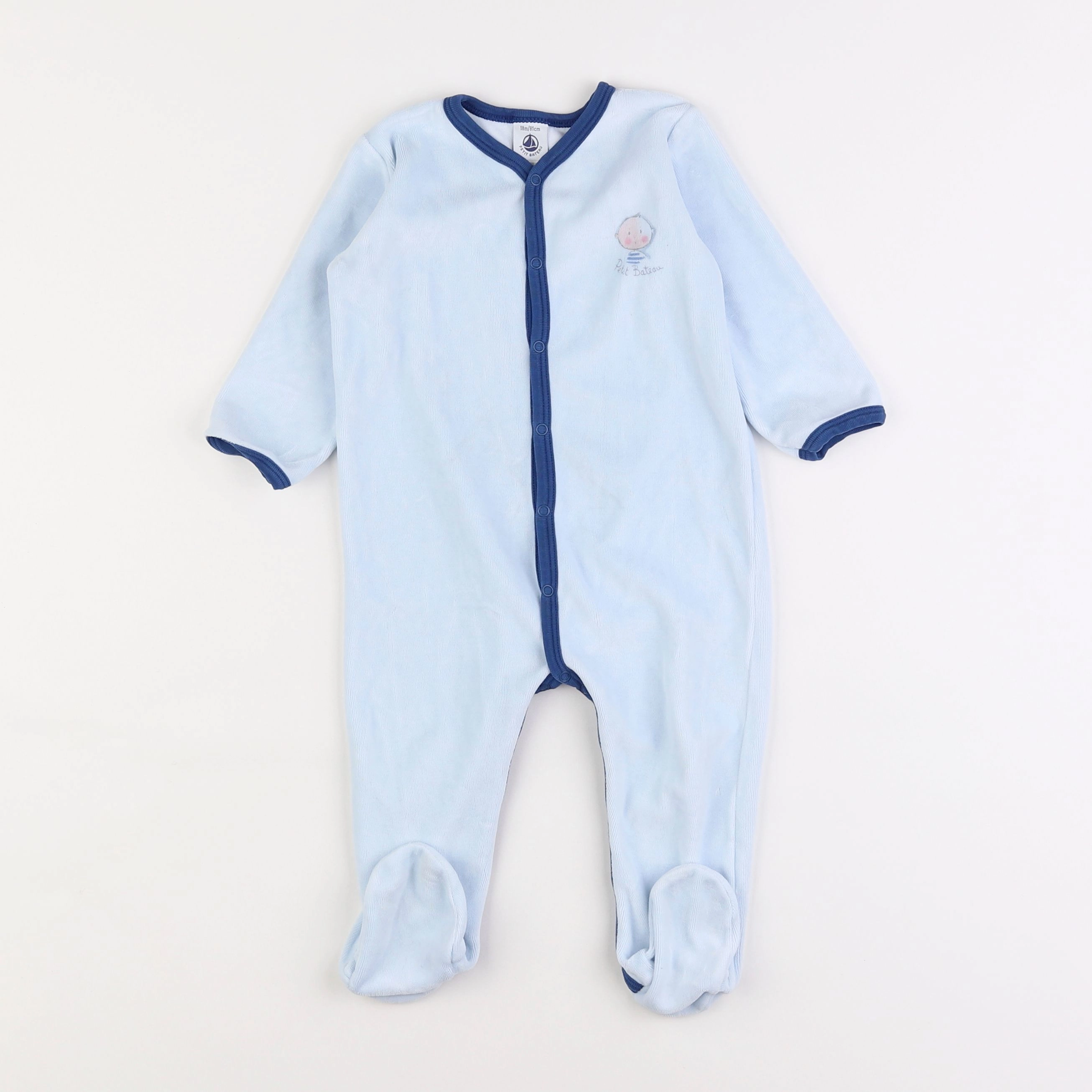 Petit Bateau - pyjama velours bleu - 18 mois