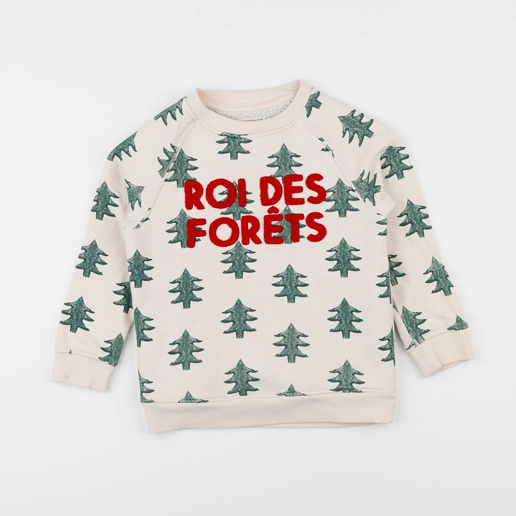 Monoprix - sweat beige, vert - 6 ans