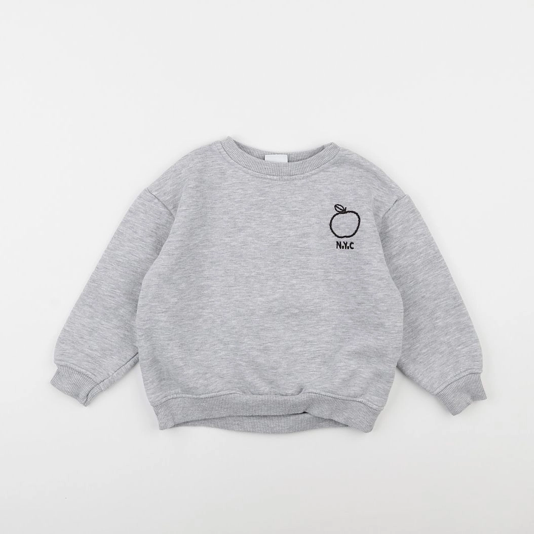 Zara - sweat imprimé au dos gris - 4/5 ans