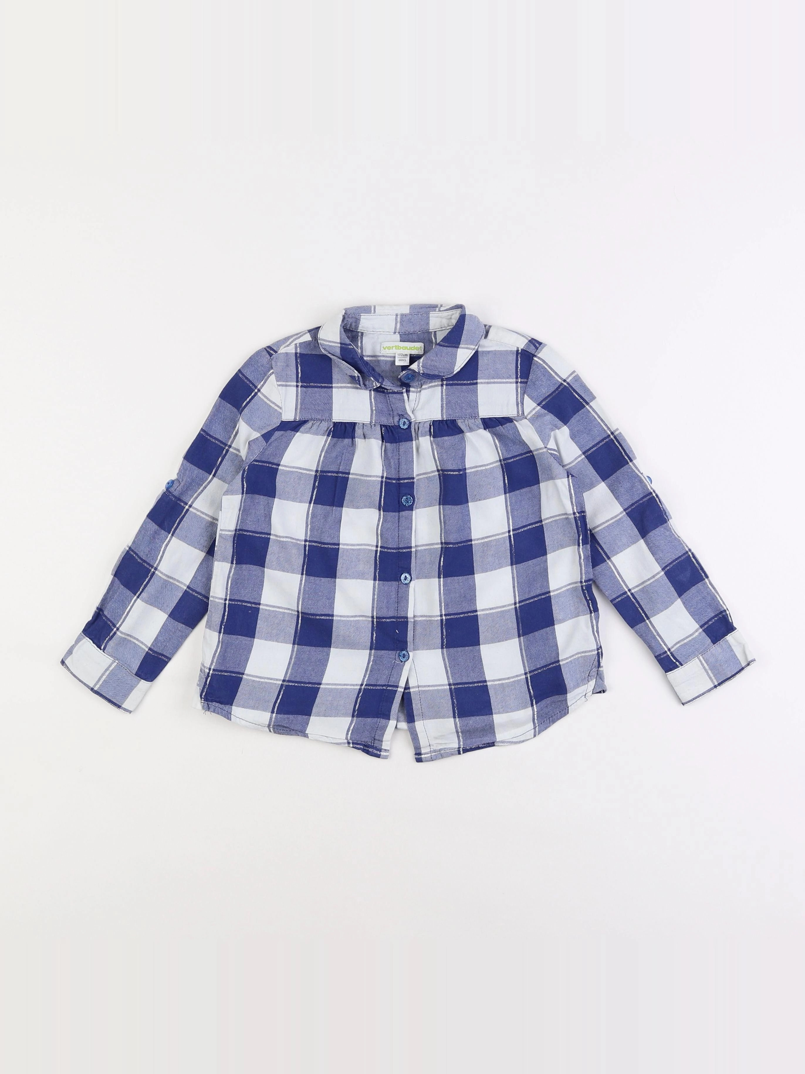 Vertbaudet - chemise blanc, bleu - 4 ans
