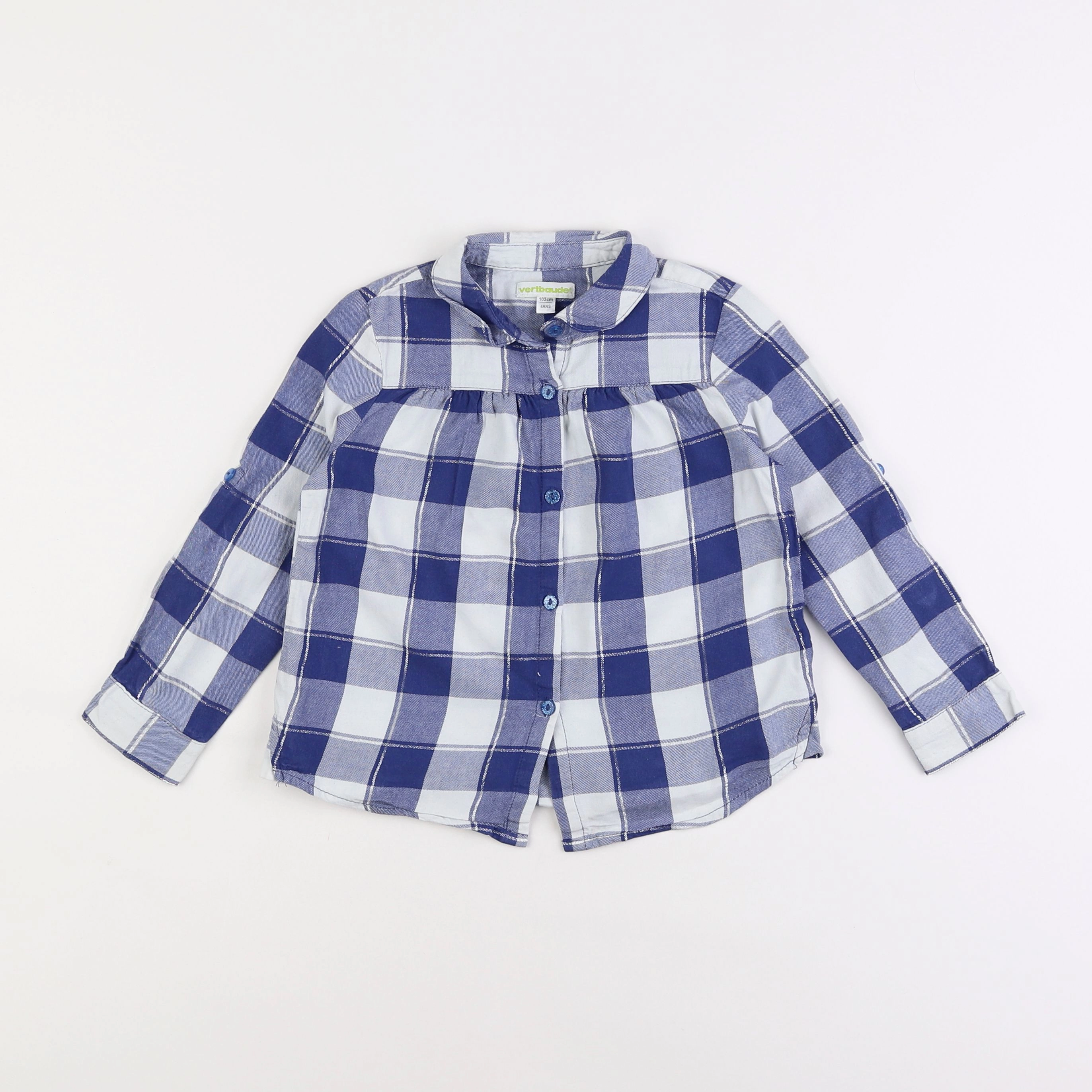 Vertbaudet - chemise blanc, bleu - 4 ans