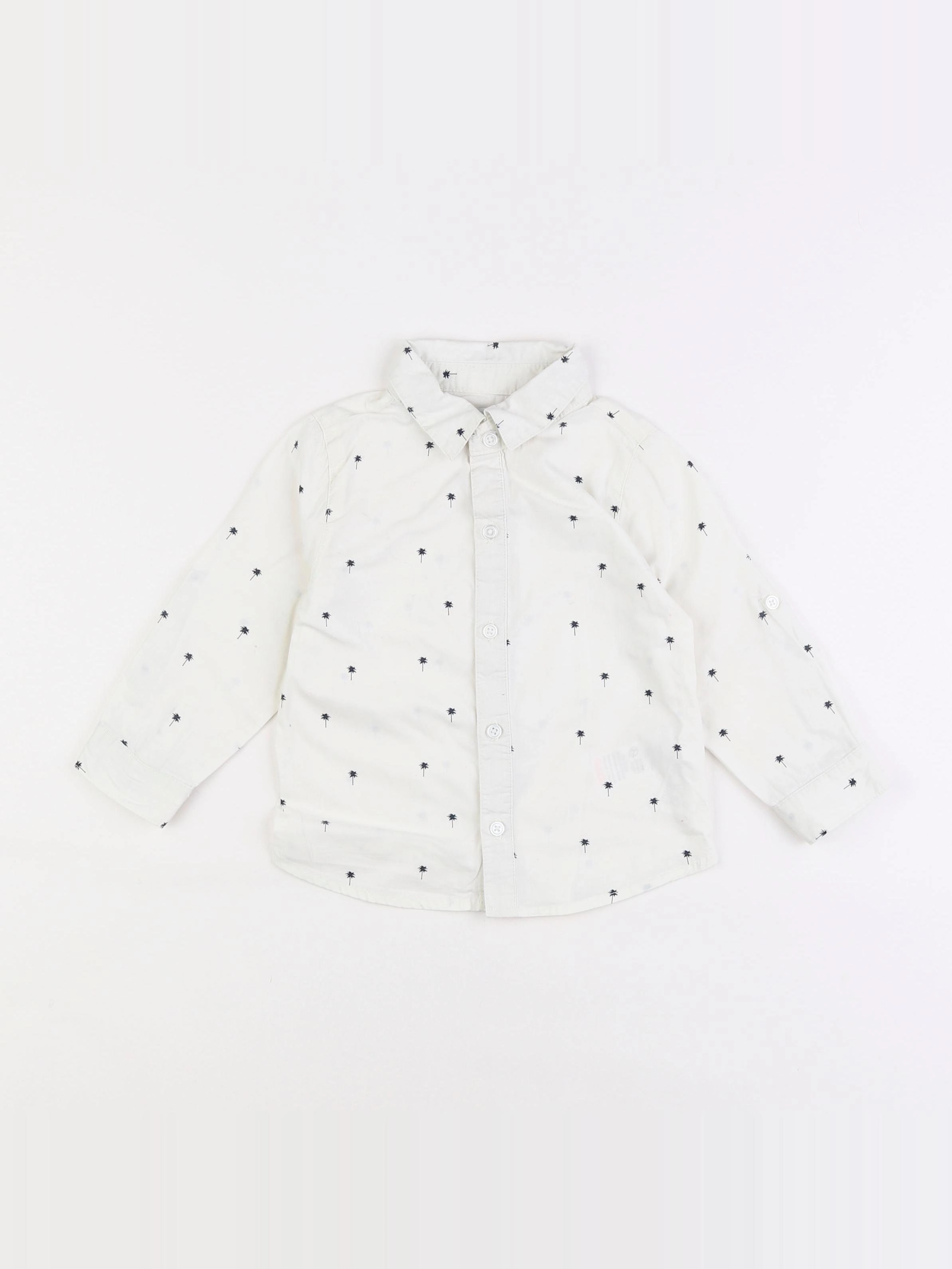 H&M - chemise blanc, bleu - 2 ans