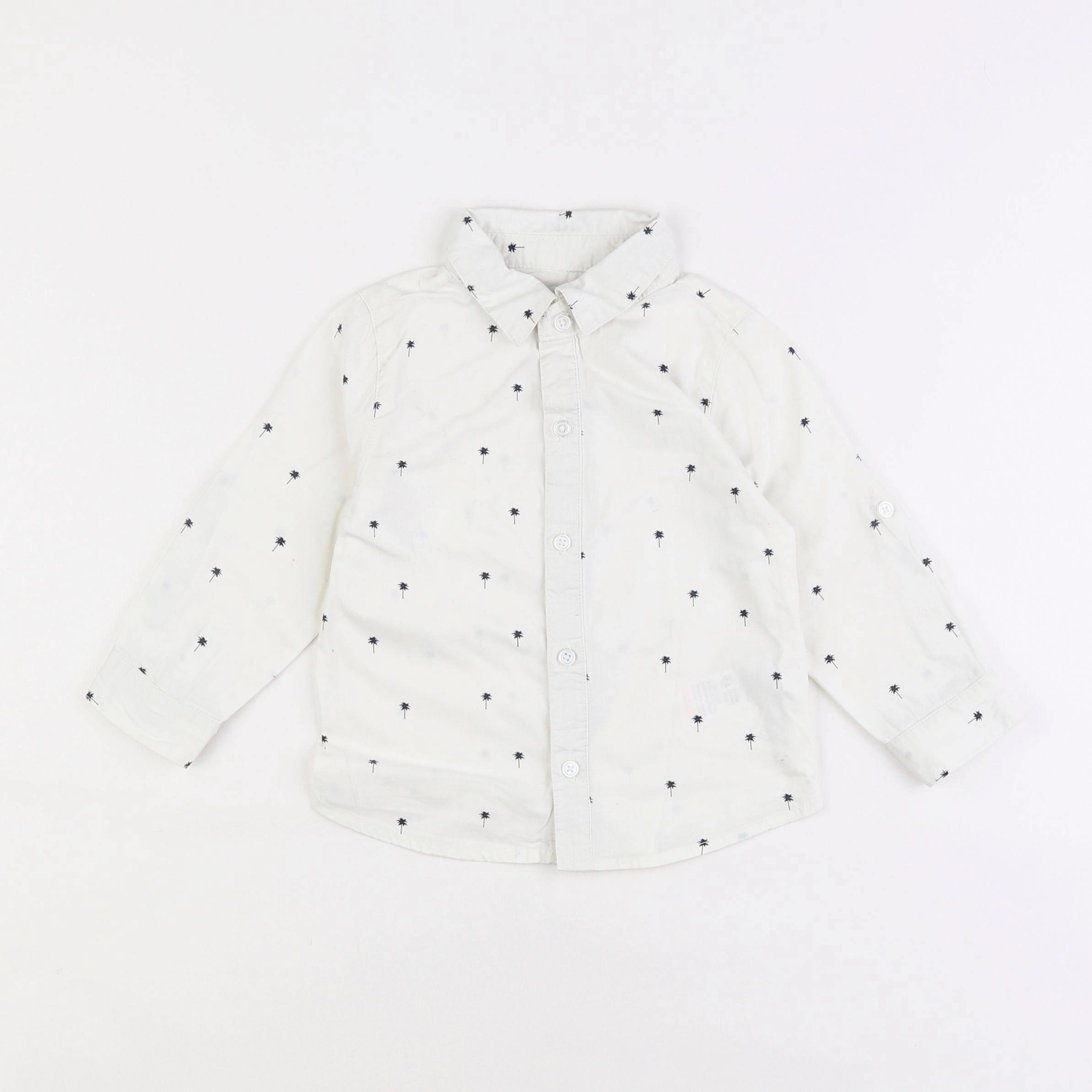 H&M - chemise blanc, bleu - 2 ans