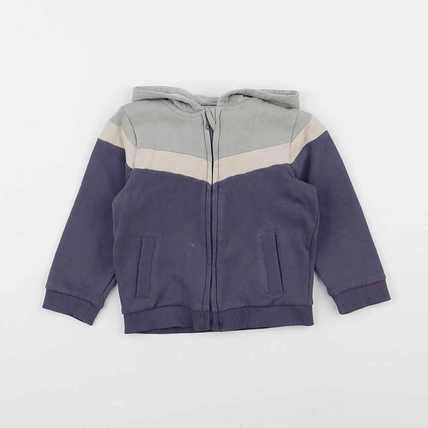 Vertbaudet - sweat beige, bleu - 2 ans